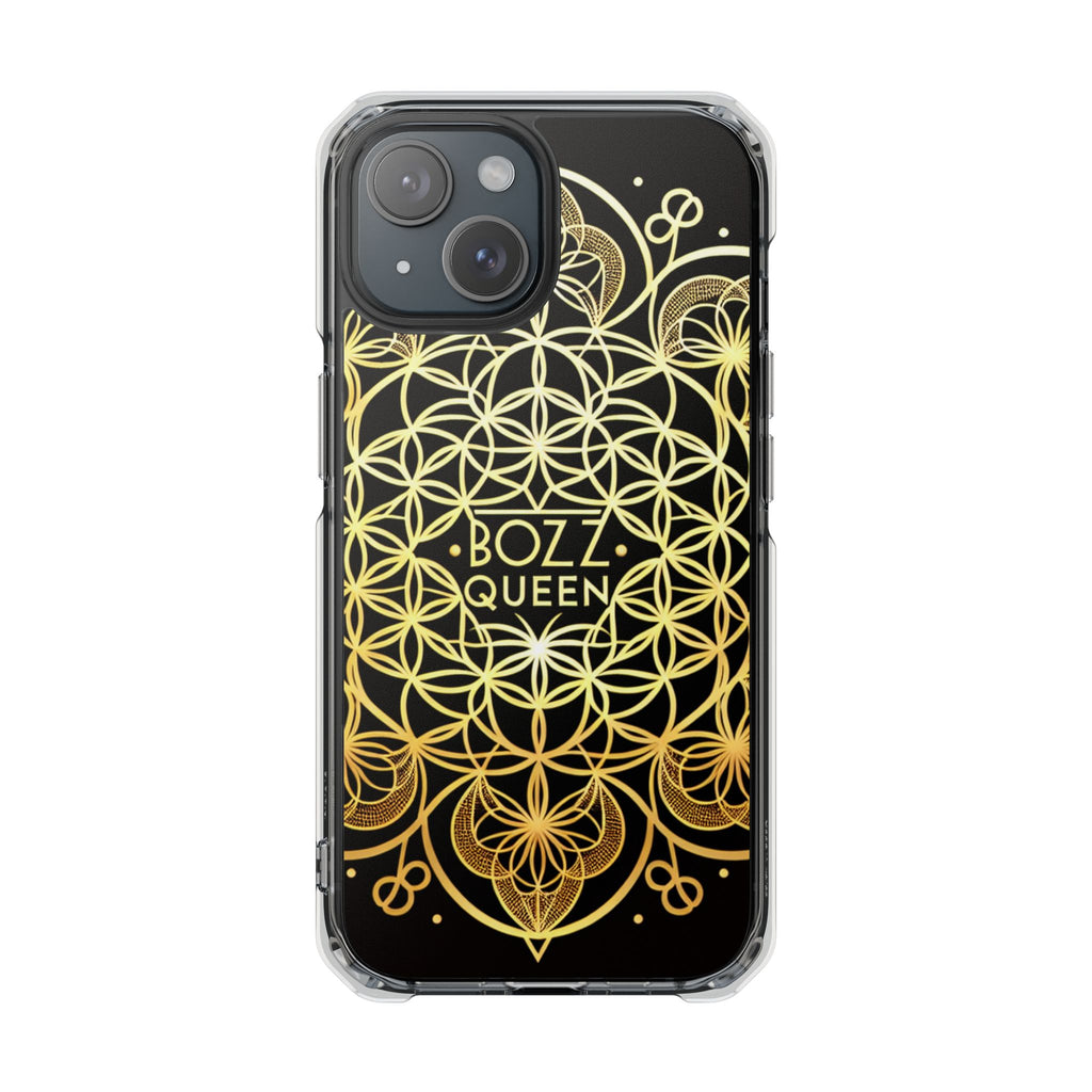 Magnetic Phone Case with Mandala Design, Boz Queen Protective Cover, Gift for Her, Bohemian Aesthetic, Unique Phone Accessory