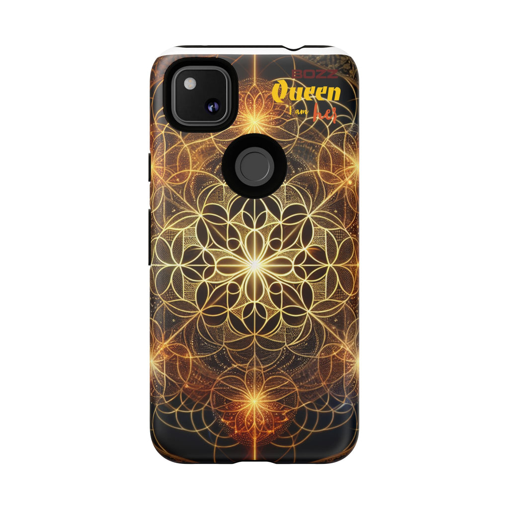 Golden Flower Mandala Phone Case, Tough Cases, Bohemian Phone Cover, Unique Gift for Him/Her, Spiritual and Artistic Design