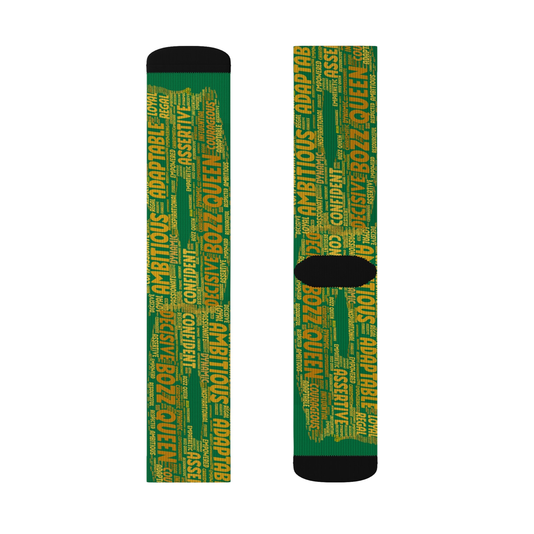 BOZZ QUEEN Dark Green Bold Statement Socks - Empowering Motivational Wear