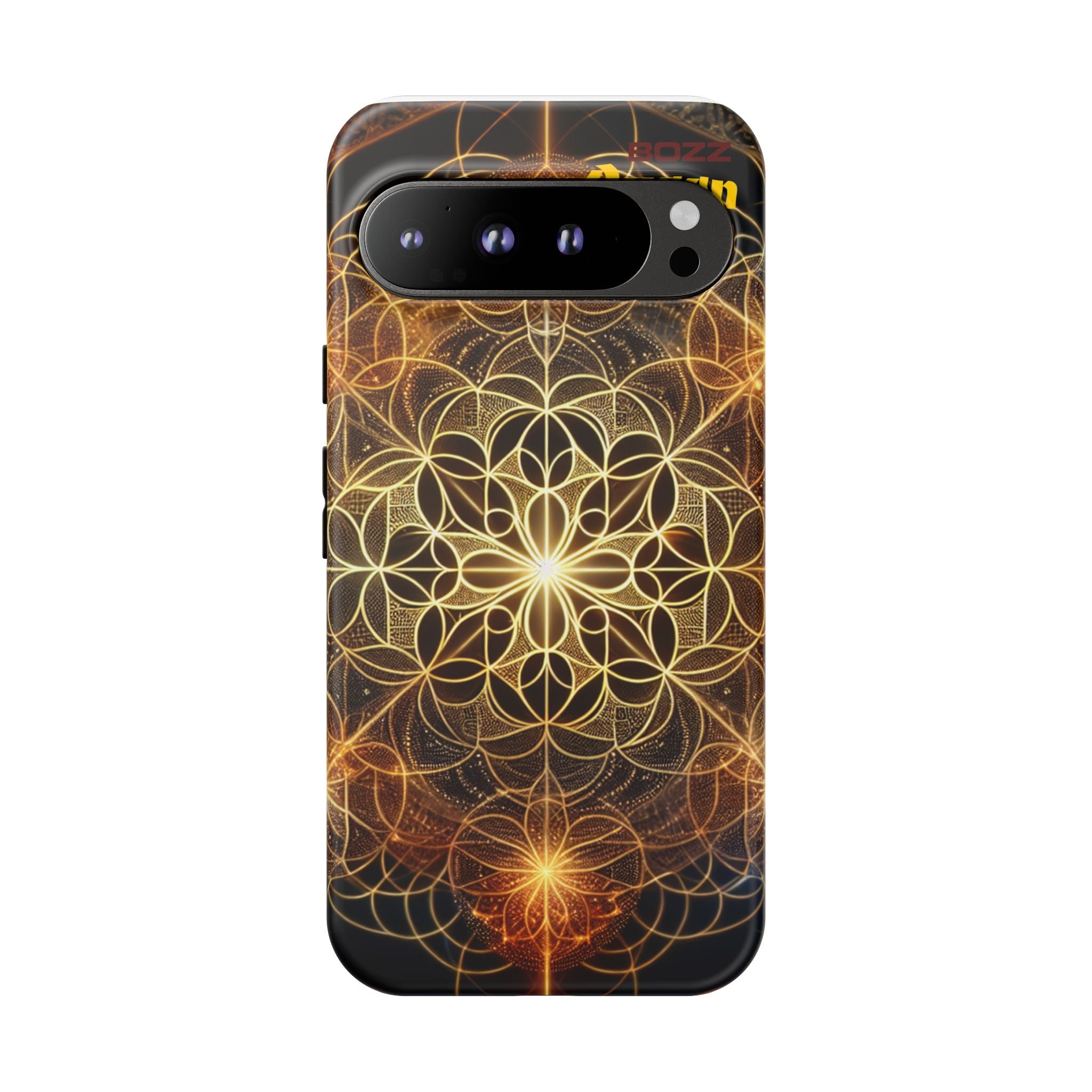 Golden Flower Mandala Phone Case, Tough Cases, Bohemian Phone Cover, Unique Gift for Him/Her, Spiritual and Artistic Design