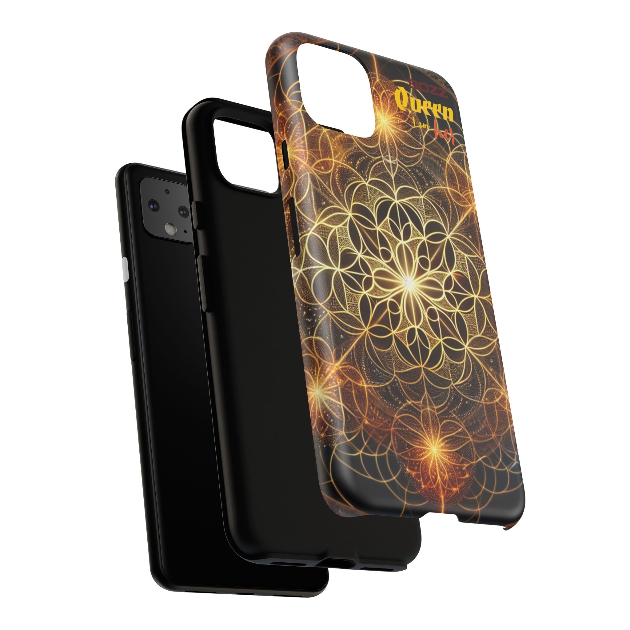 Golden Flower Mandala Phone Case, Tough Cases, Bohemian Phone Cover, Unique Gift for Him/Her, Spiritual and Artistic Design