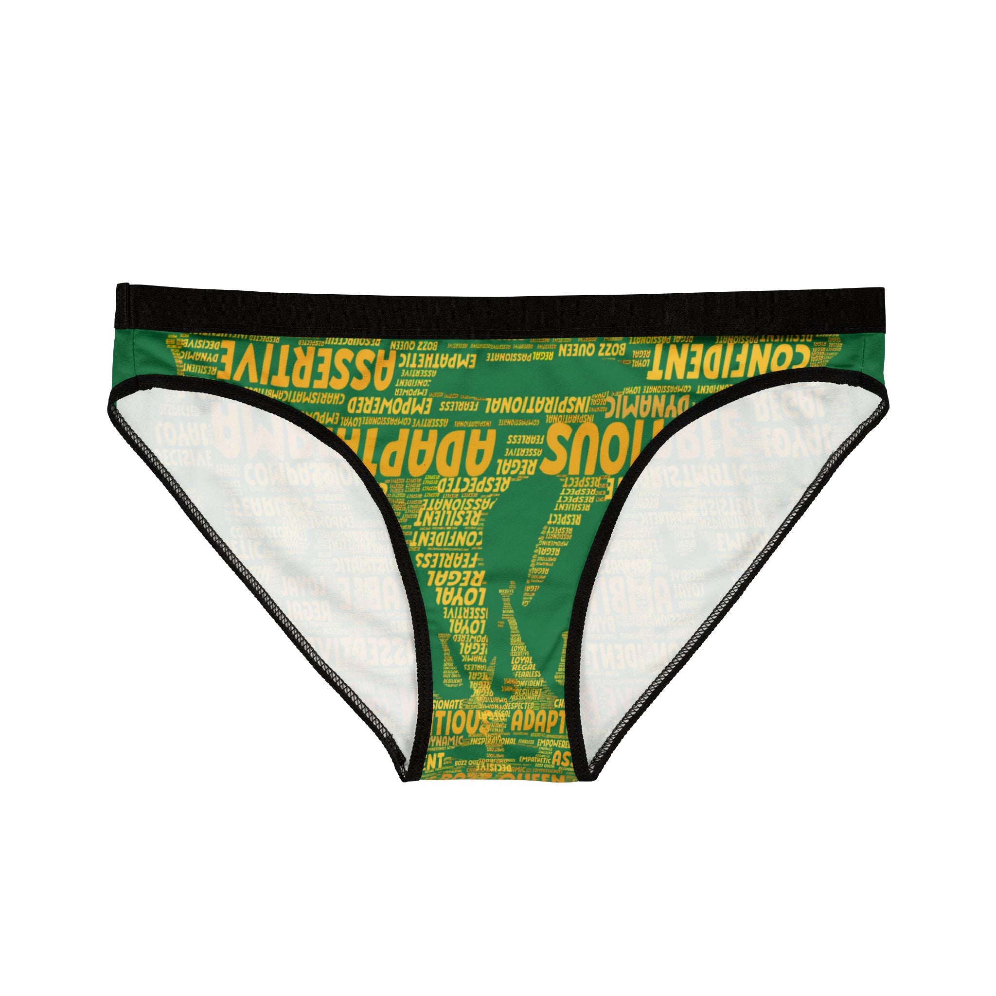 Women's Dark Green Yellow Motivational Underwear - Bold Statement Lingerie