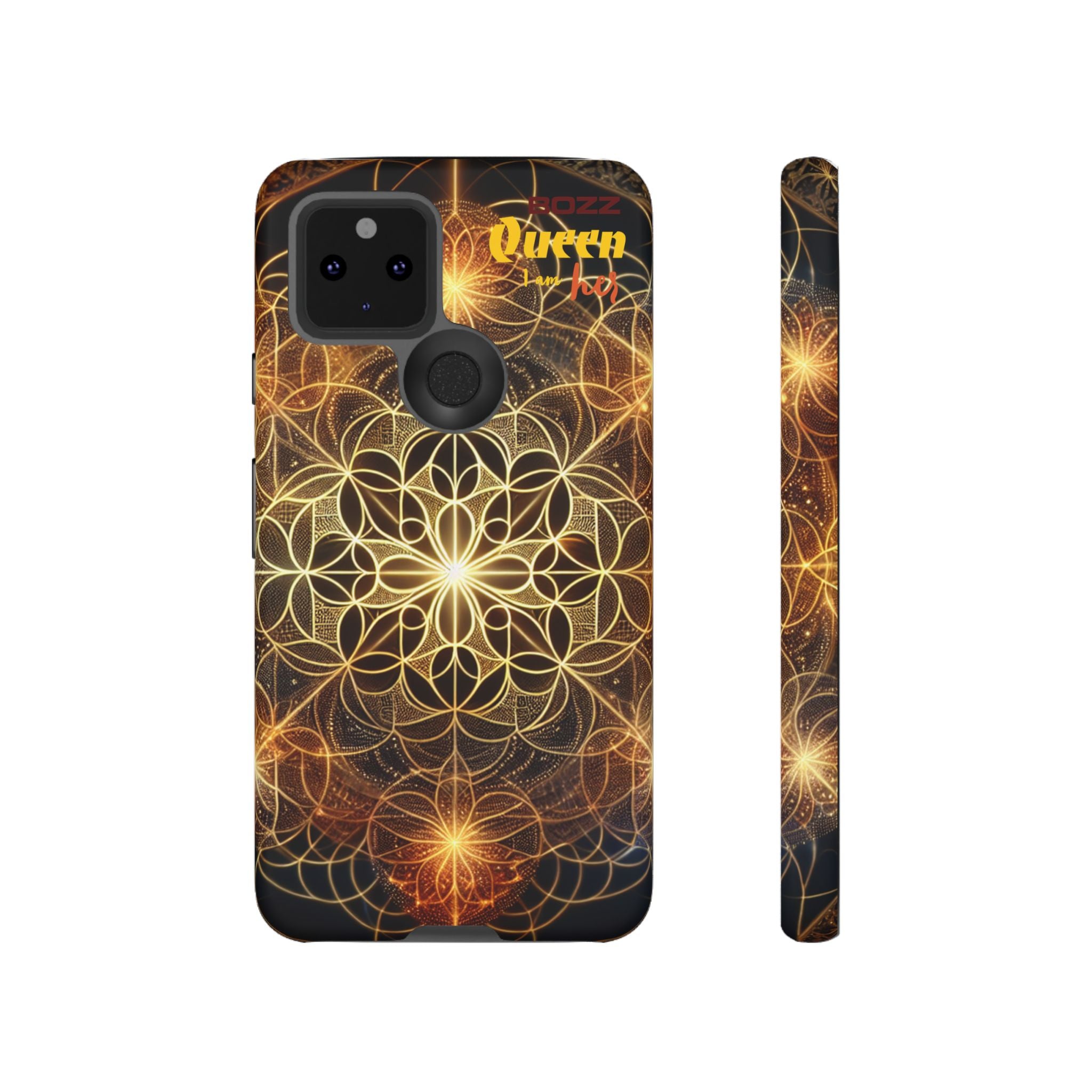 Golden Flower Mandala Phone Case, Tough Cases, Bohemian Phone Cover, Unique Gift for Him/Her, Spiritual and Artistic Design