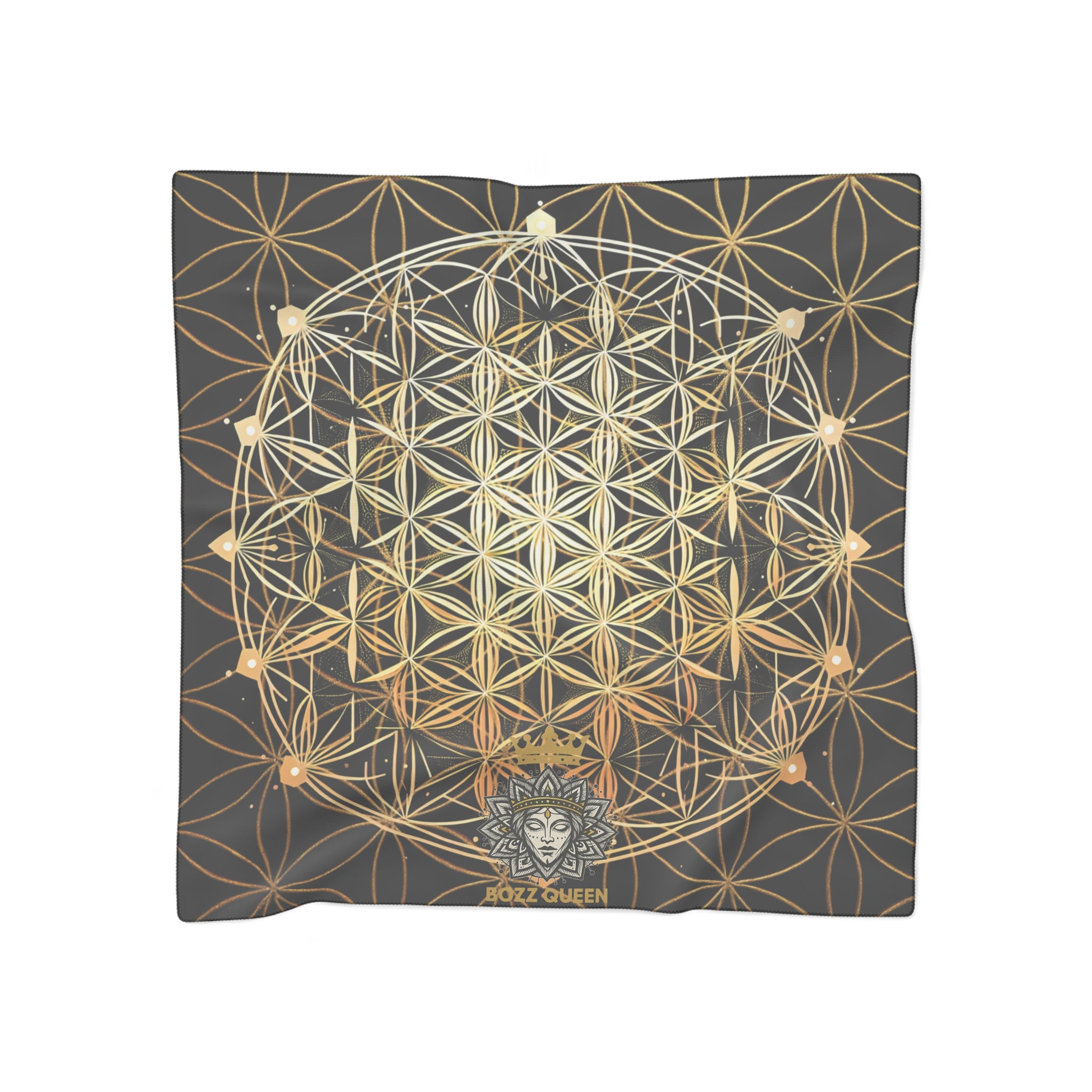 Flower of Life Black Scarf - Sacred Geometry Spiritual Accessory