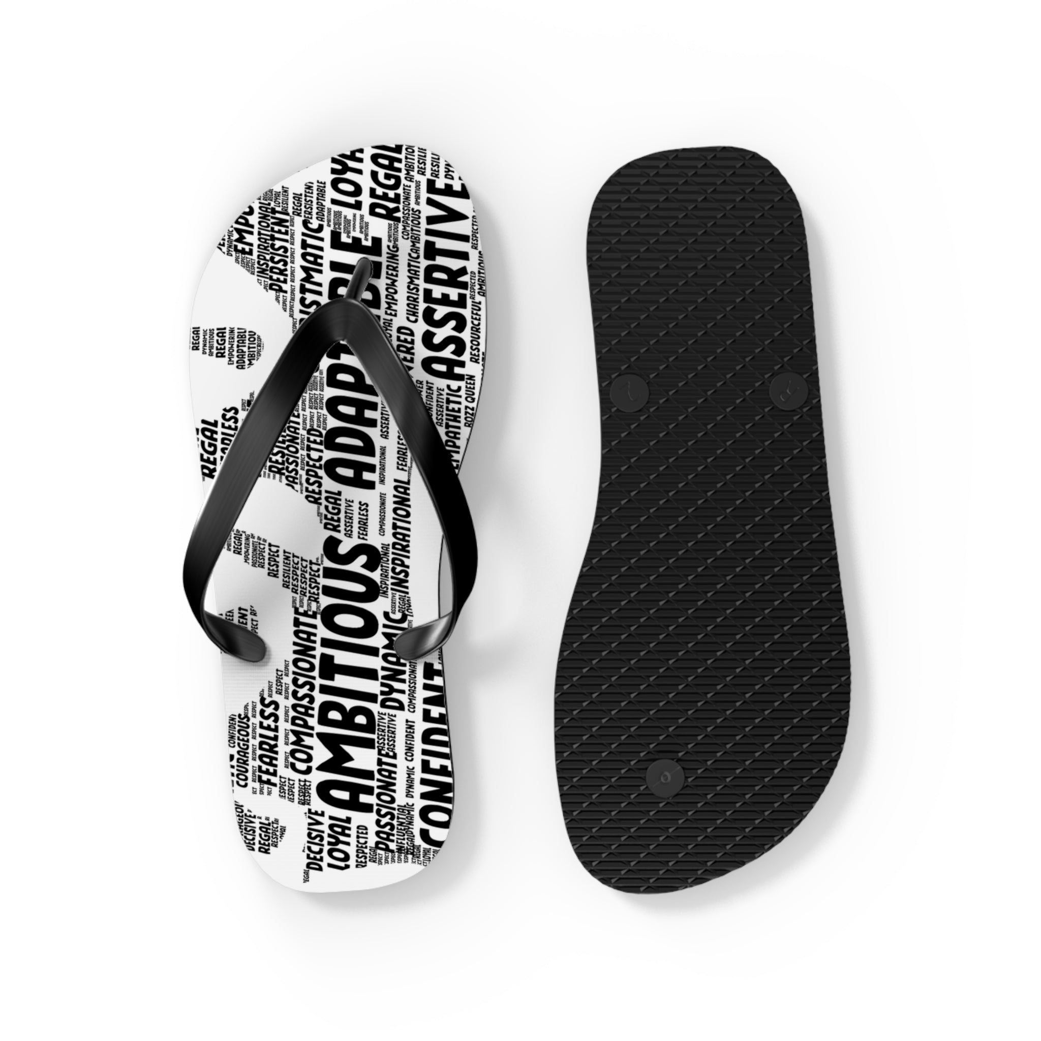 Empowering Word Flip Flops - Motivational Summer Footwear for Self-Care