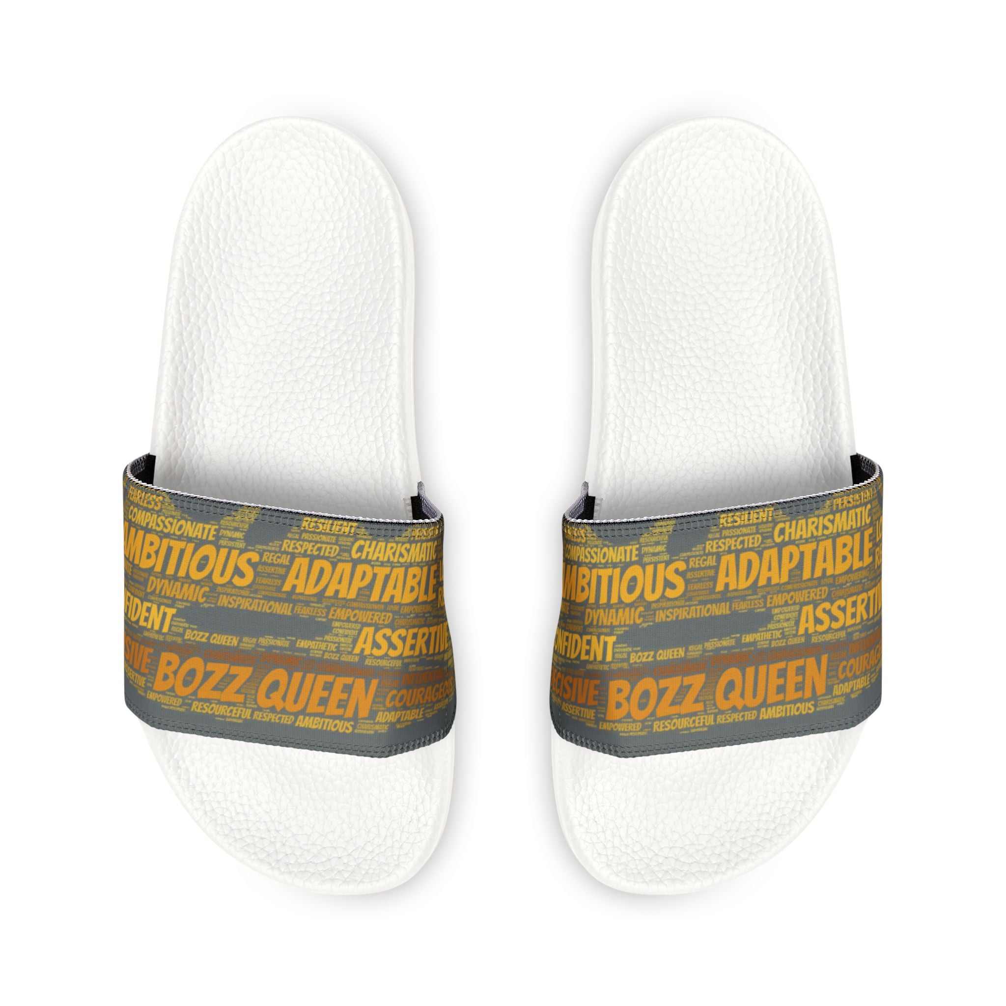 Bozz Queen Dark Grey & Gold Women's Sandals - Removable Strap Beach Slides