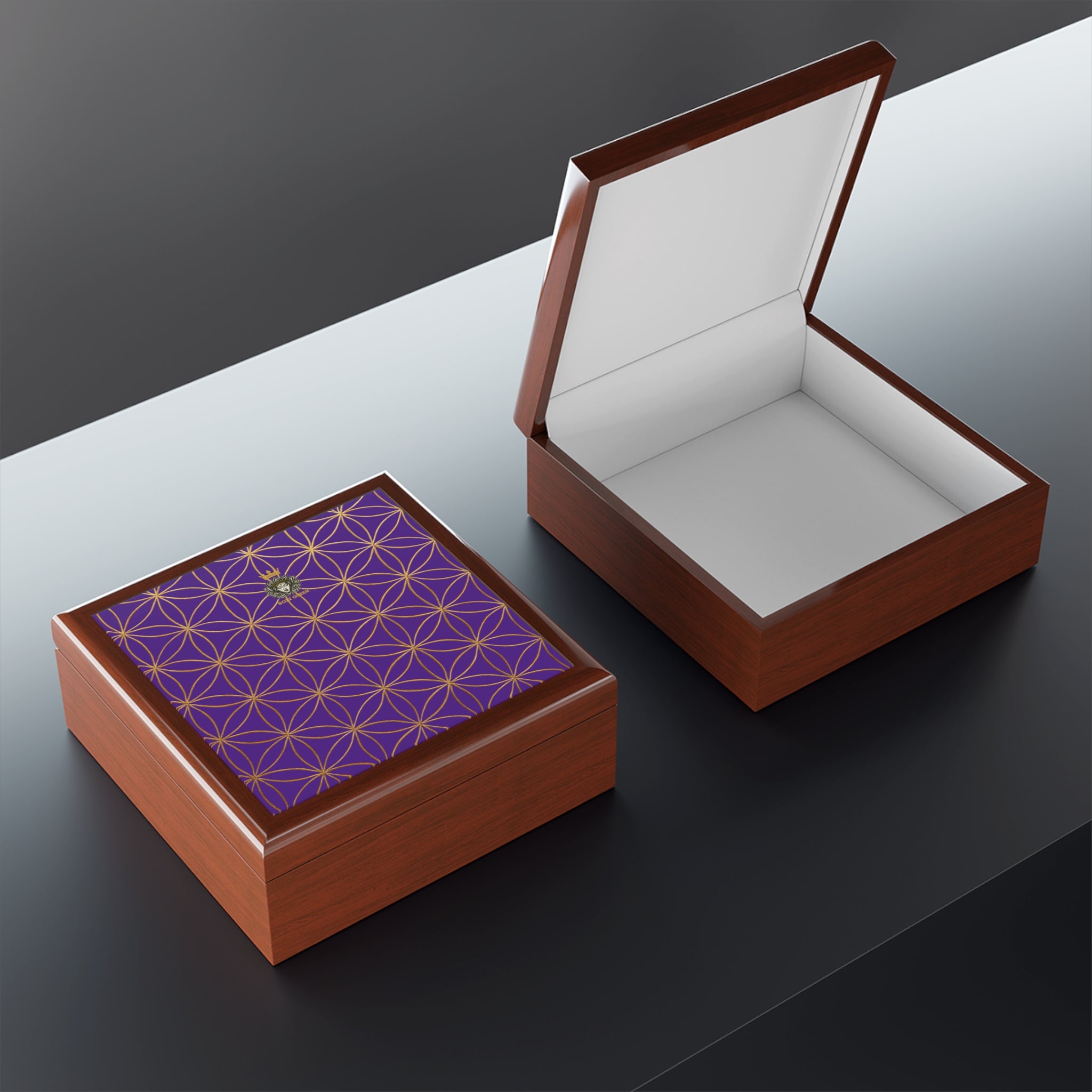 Flower of Life Jewelry Box - Purple Elegant Keepsake Organizer