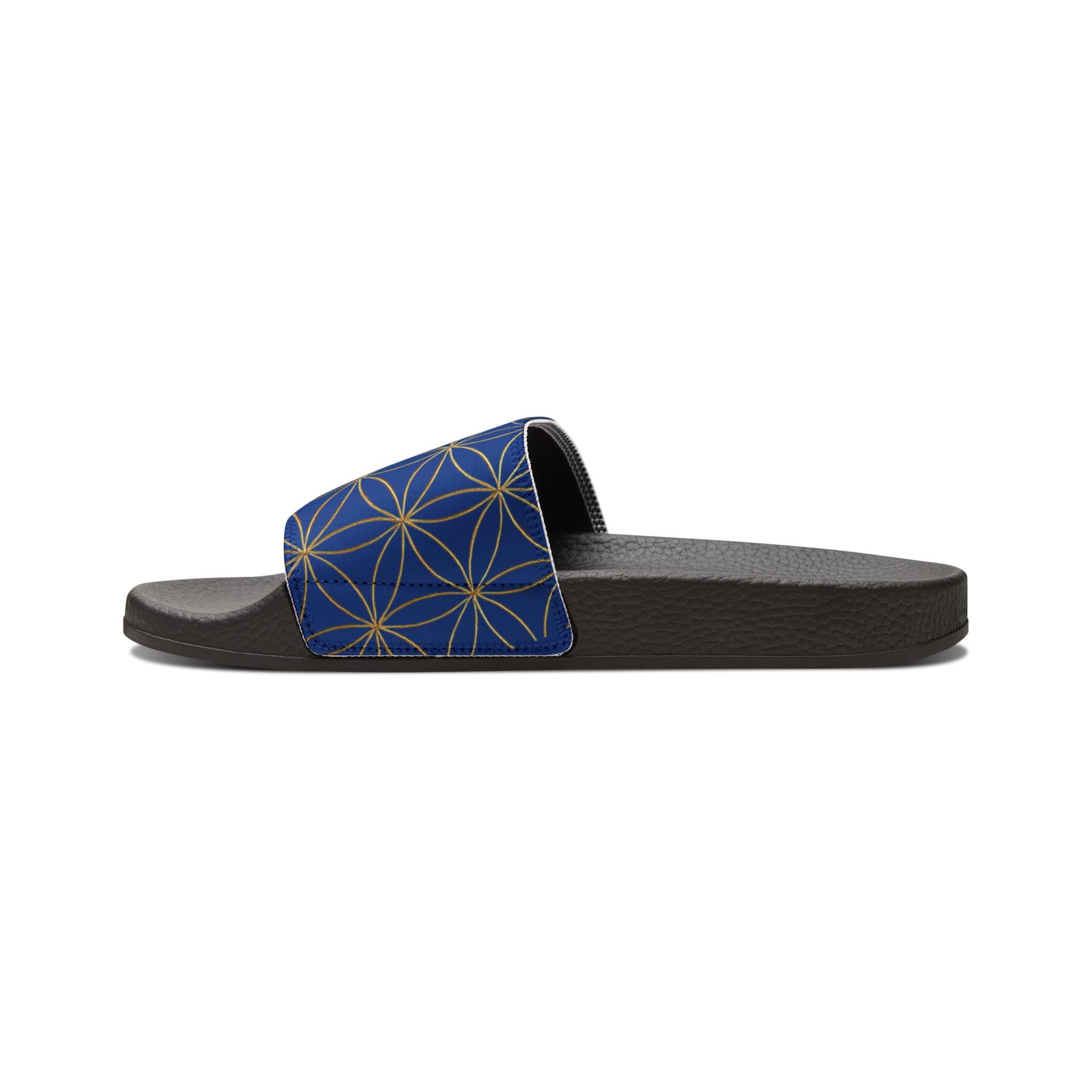 Bozz Queen Dark Blue Flower of Life Women's Sandals - Removable Strap Beach Slides