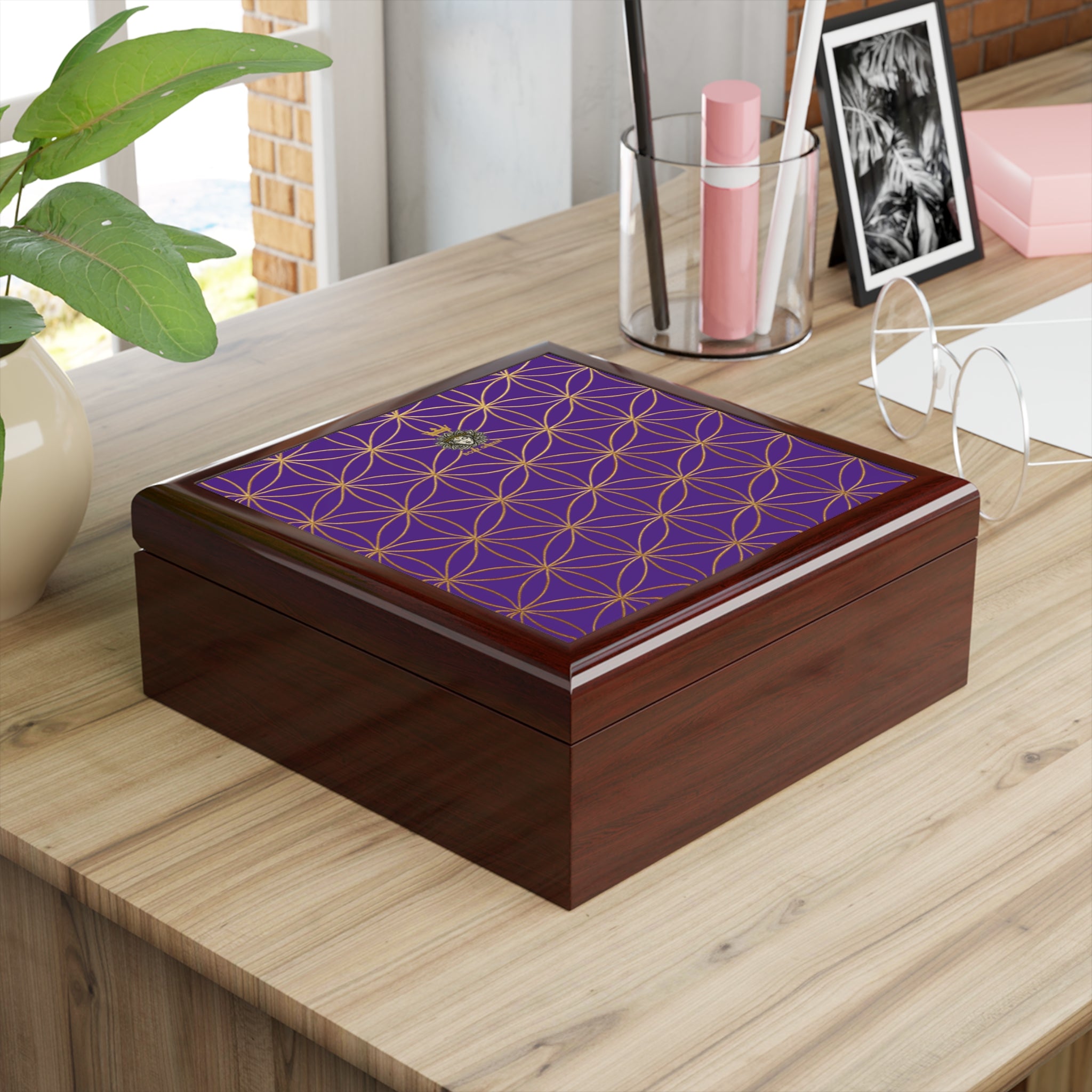Flower of Life Jewelry Box - Purple Elegant Keepsake Organizer