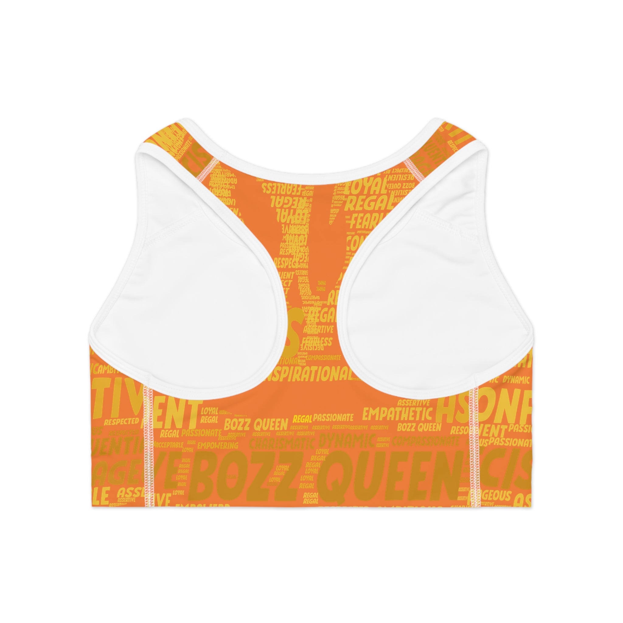 Empowered Words Sports Bra - Bozz Queen Origin Collection | Light Orange & Yellow