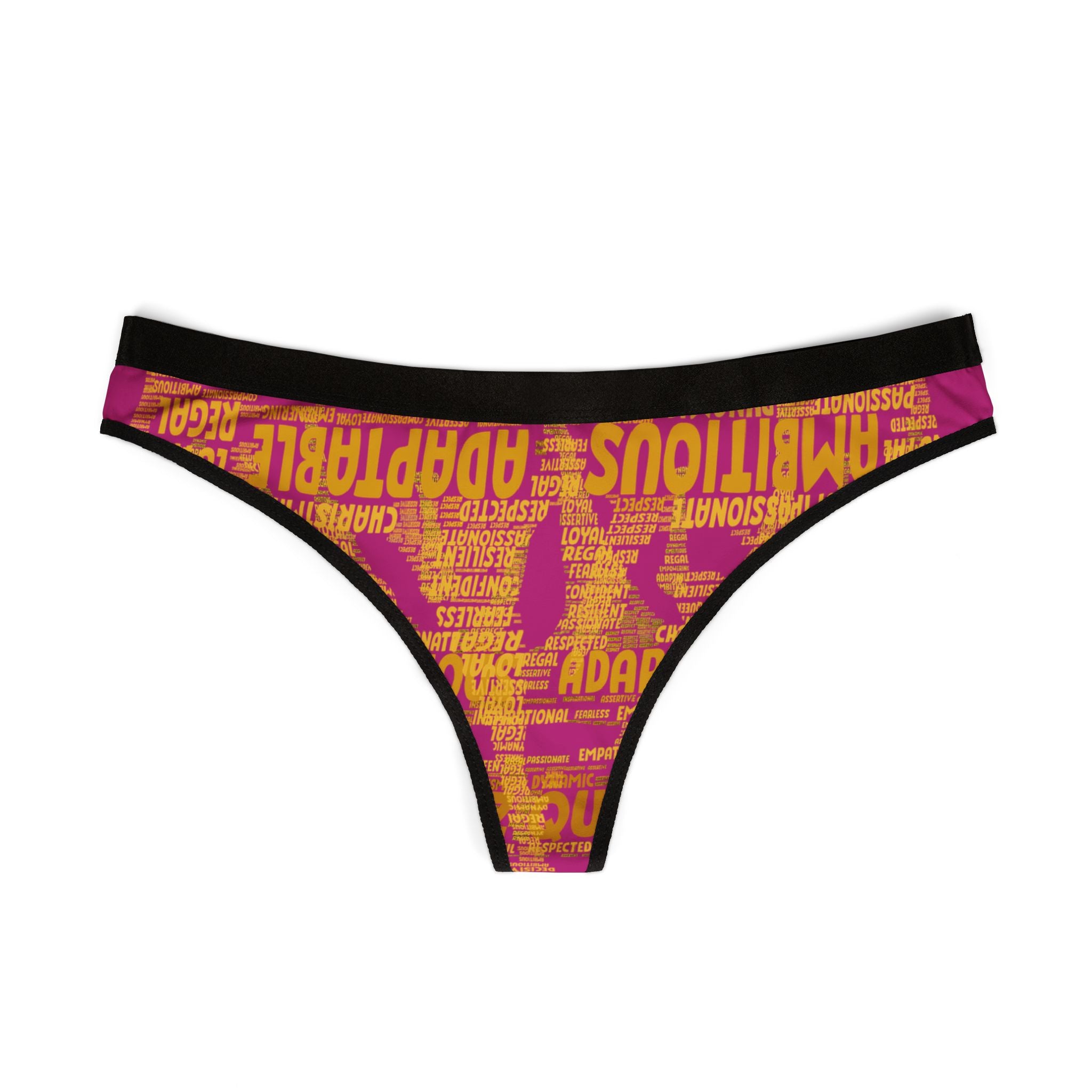Women's Pink Yellow Thongs - Bold Statement Motivational Lingerie
