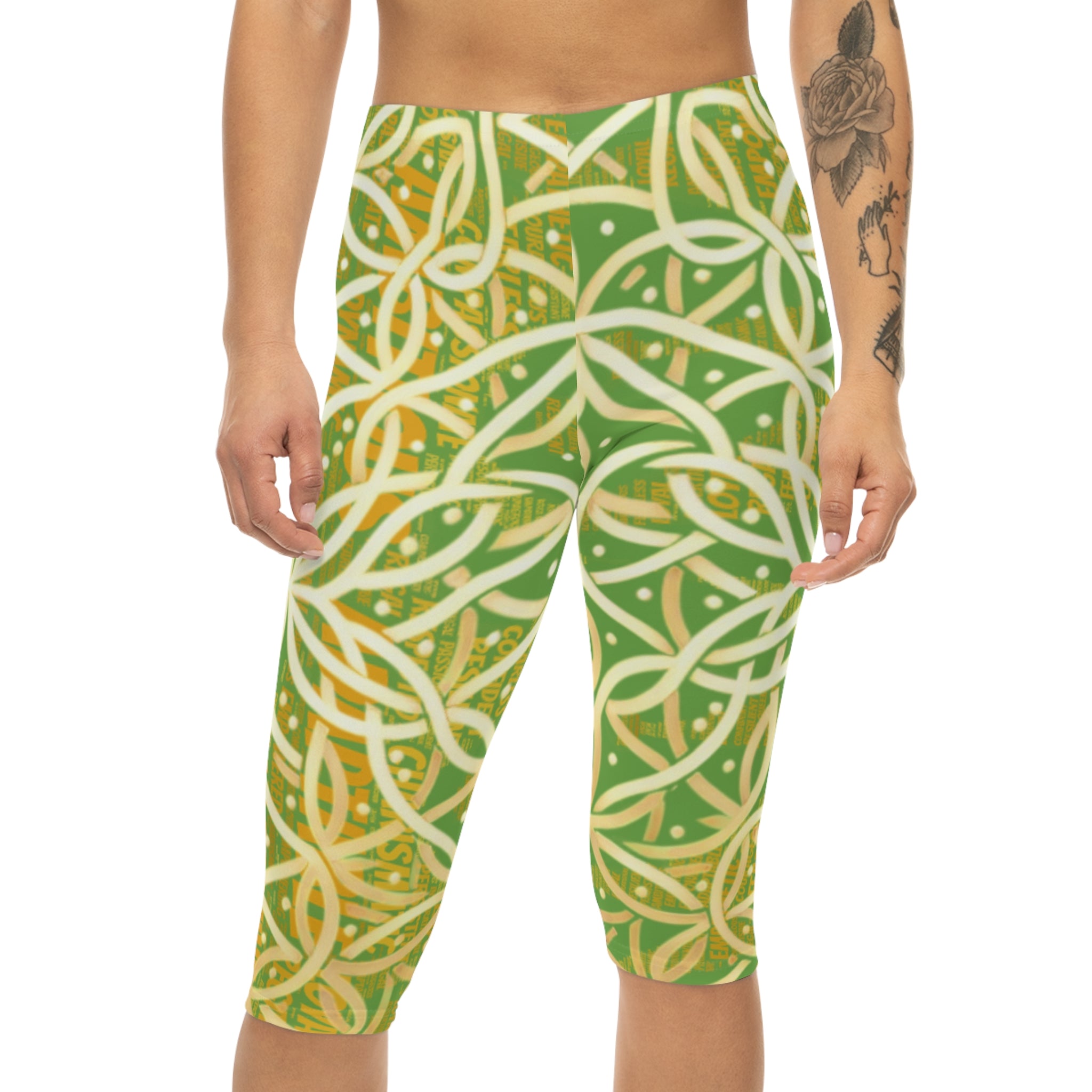 Green Chic Women's Capri Leggings - Stylish Yoga Pants & Activewear