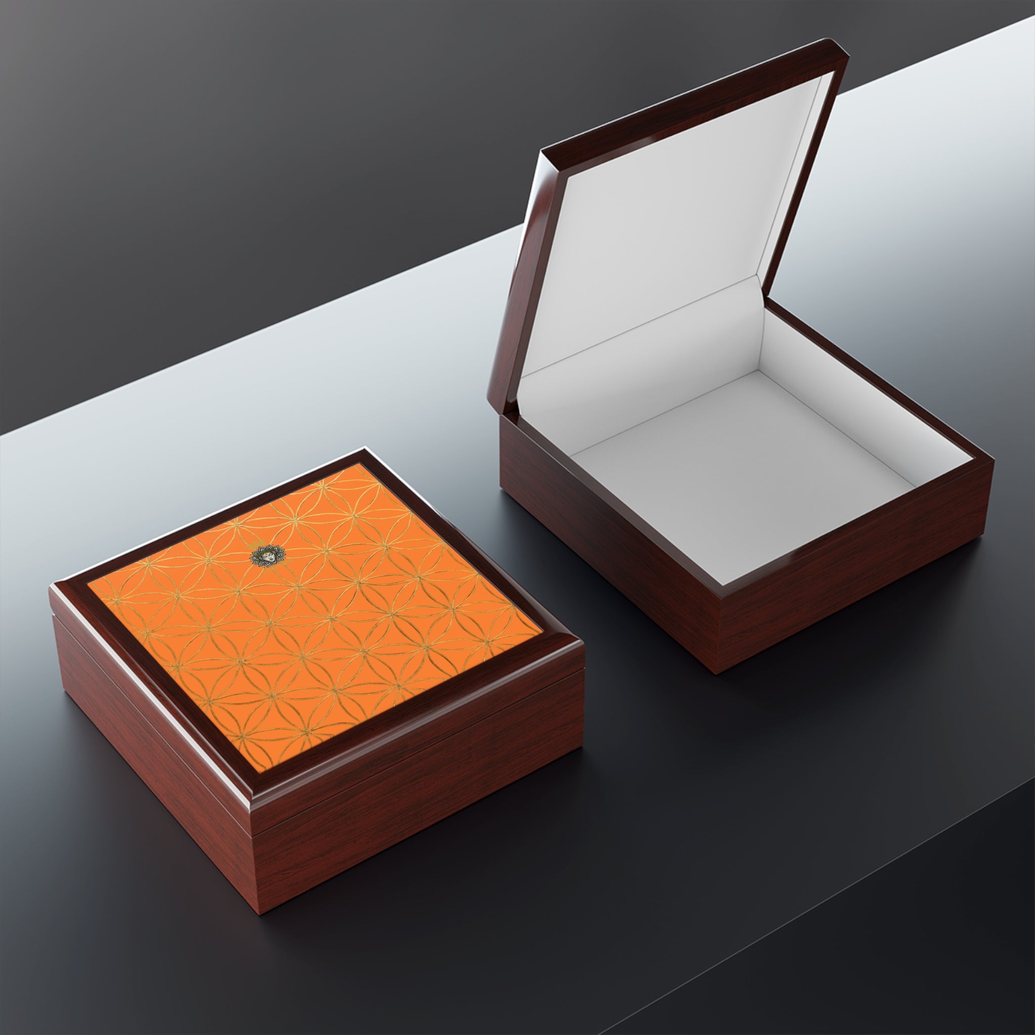 Flower of Life Jewelry Box - Light Orange Elegant Keepsake Organizer