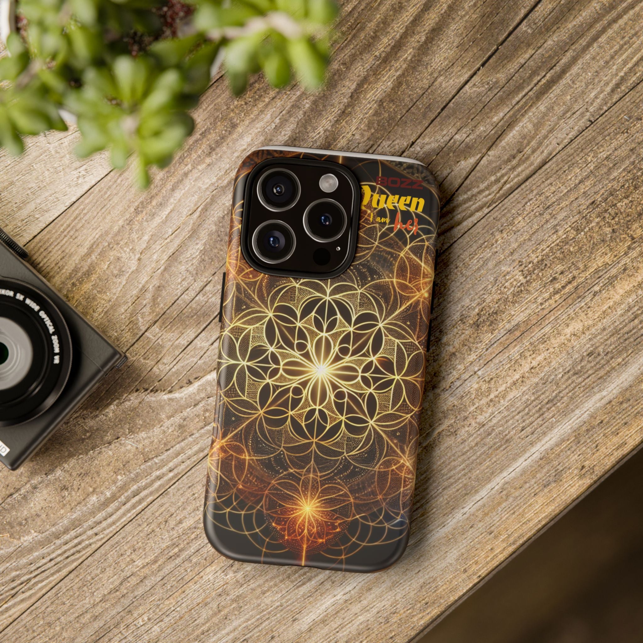 Golden Flower Mandala Phone Case, Tough Cases, Bohemian Phone Cover, Unique Gift for Him/Her, Spiritual and Artistic Design