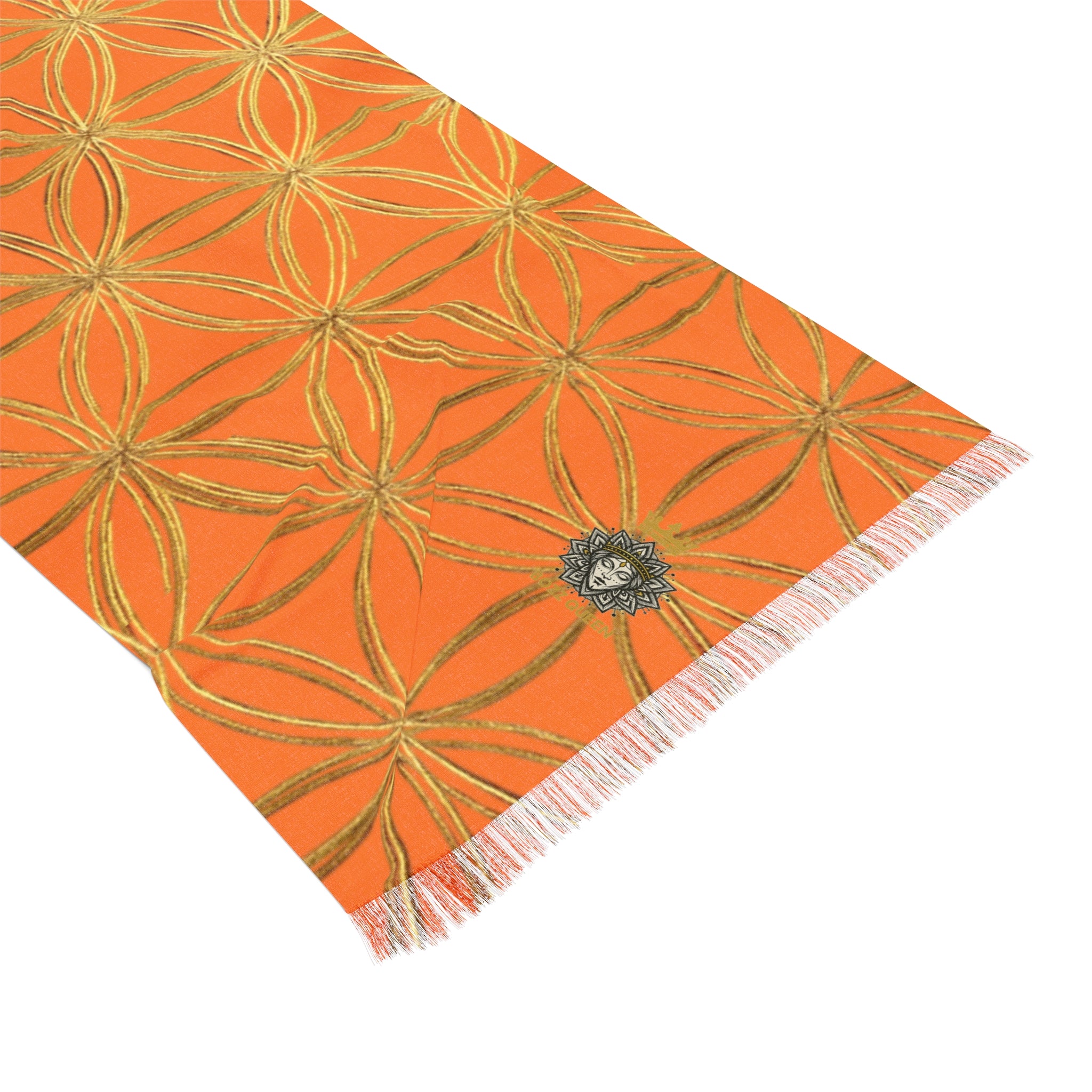 Light Orange & Gold Flower of Life Scarf - Geometric Pattern | Bozz Queen