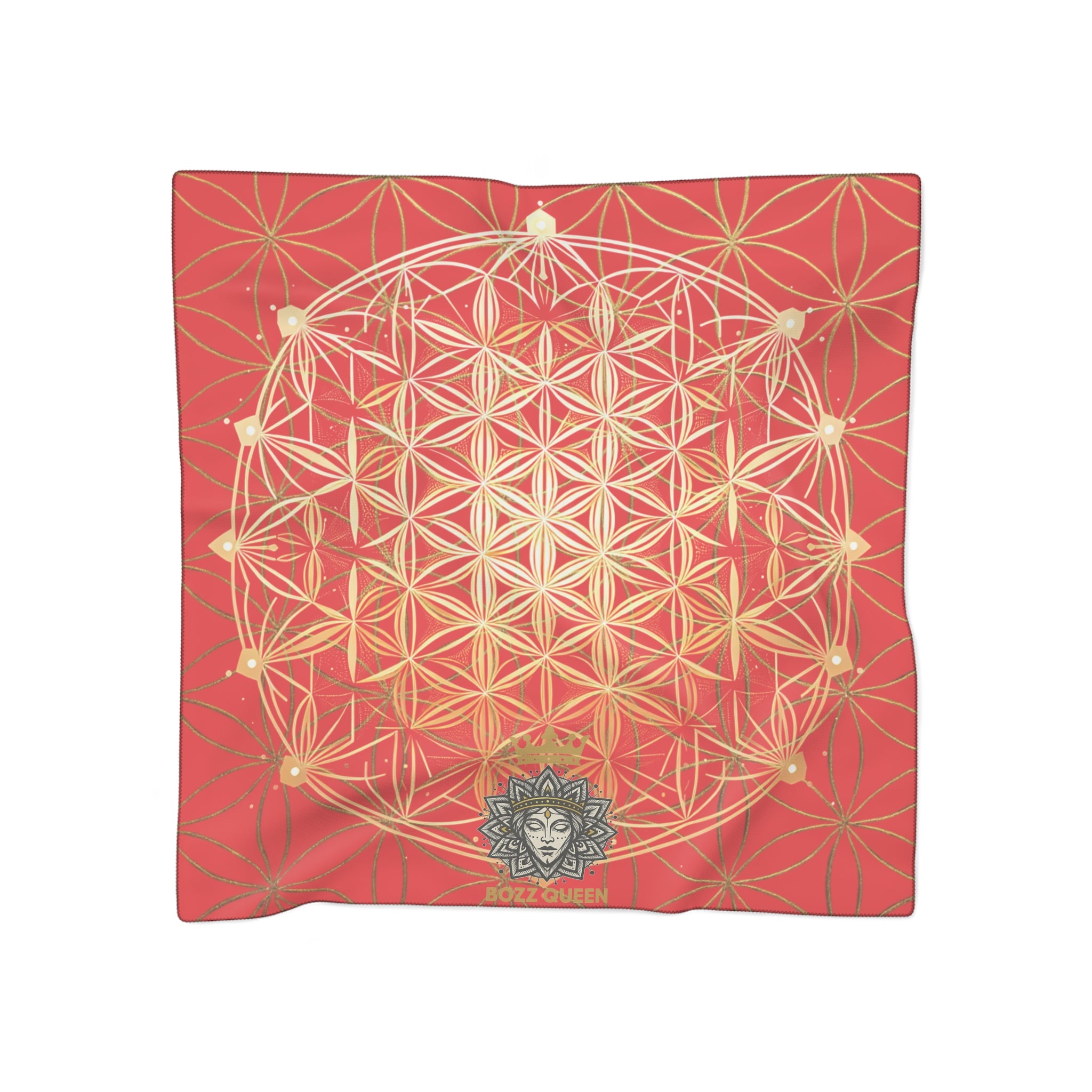 Flower of Life Red Scarf - Sacred Geometry Spiritual Accessory
