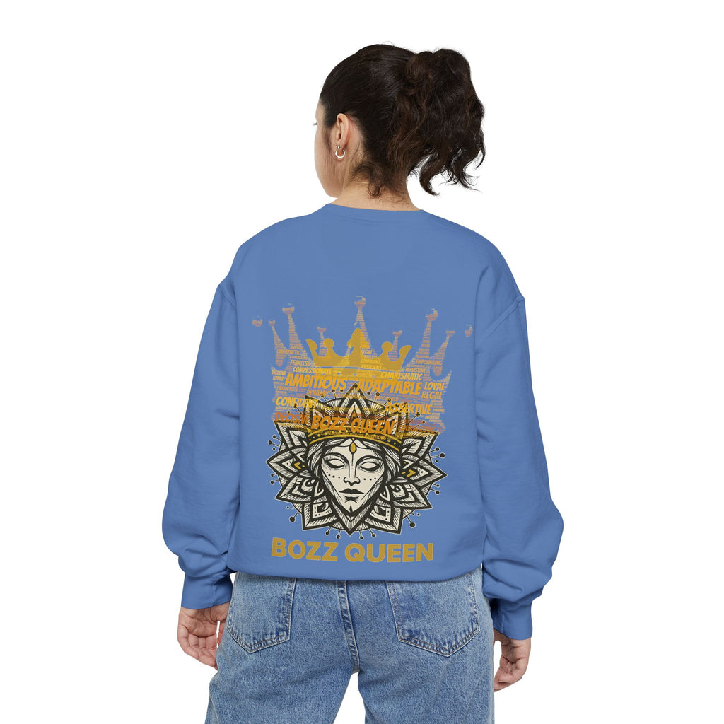 Bozz Queen Women Garment-Dyed Sweatshirt - Flower of Life Design