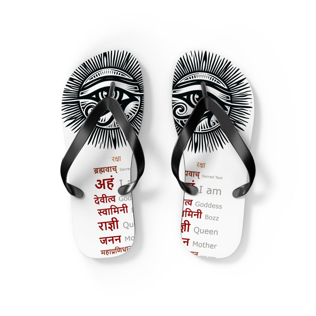 BOZZ QUEEN Eye of Heru Flip Flops - Sacred Affirmation Beachwear for Self-Care