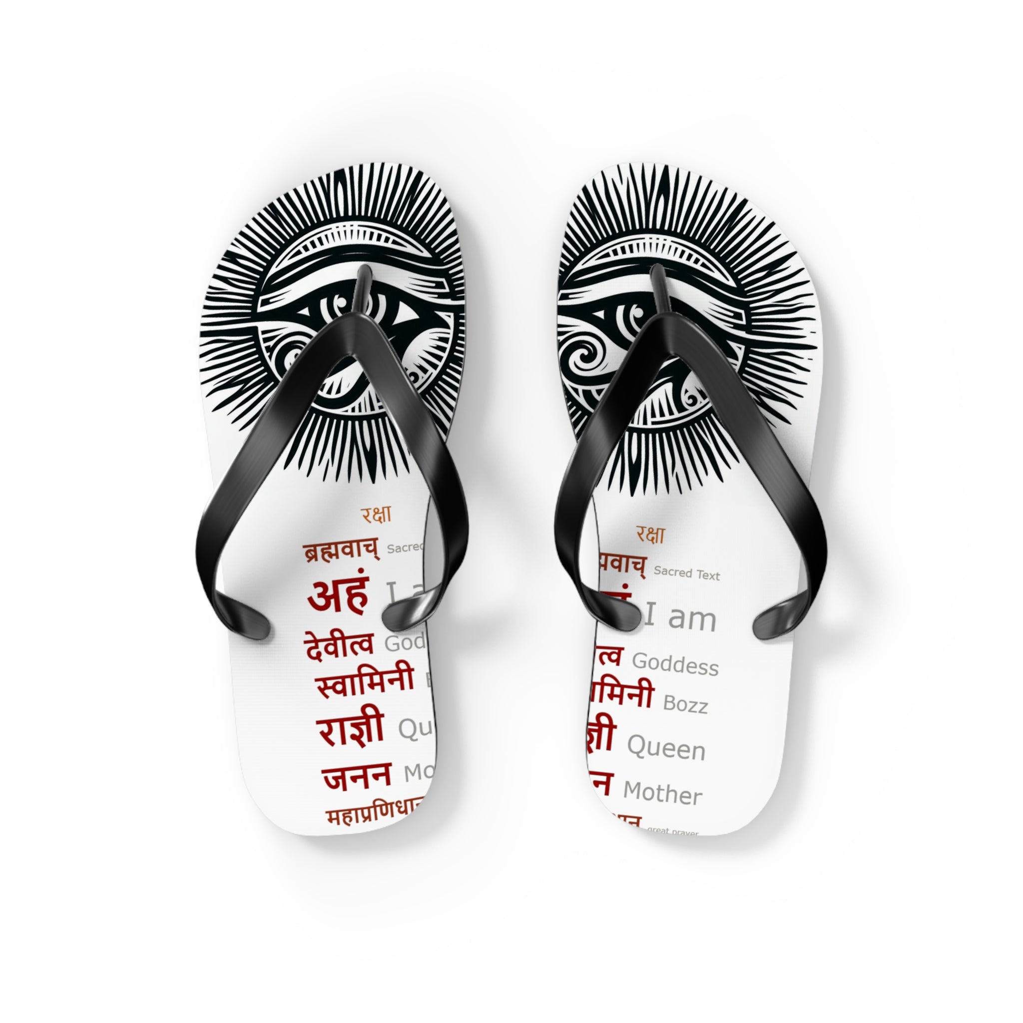 BOZZ QUEEN Eye of Heru Flip Flops - Sacred Affirmation Beachwear for Self-Care