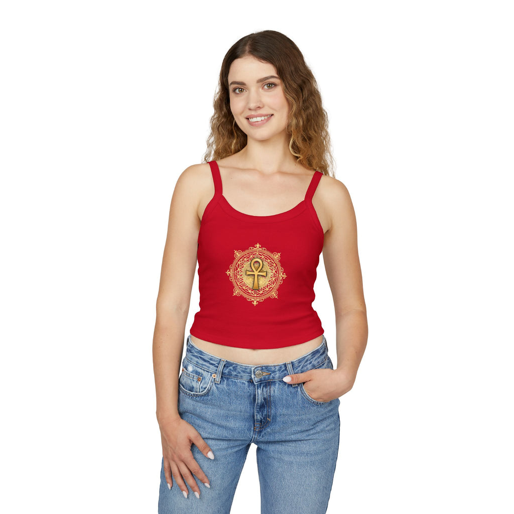 Ankh Spaghetti Strap Tank Top - Sacred Symbol Athleisure