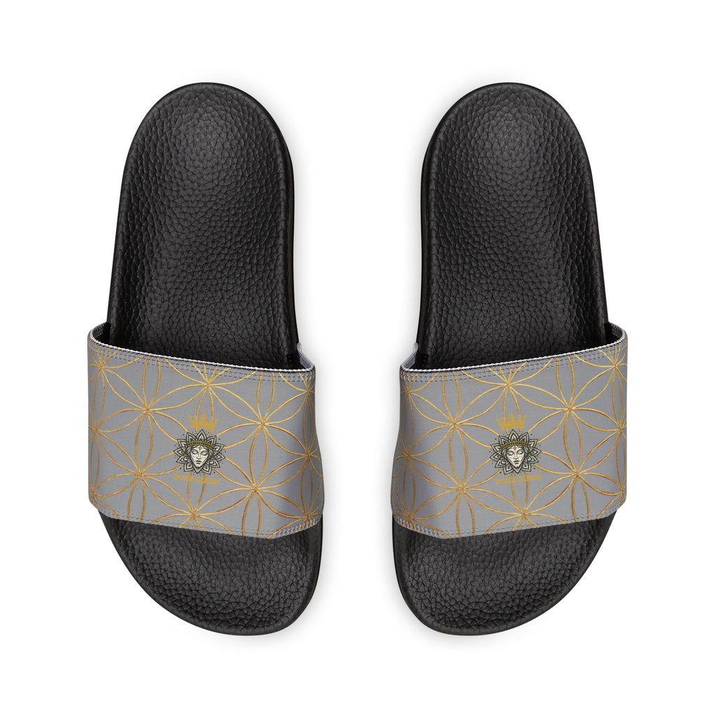 Bozz Queen Grey Flower of Life Women's Sandals - Removable Strap Beach Slides