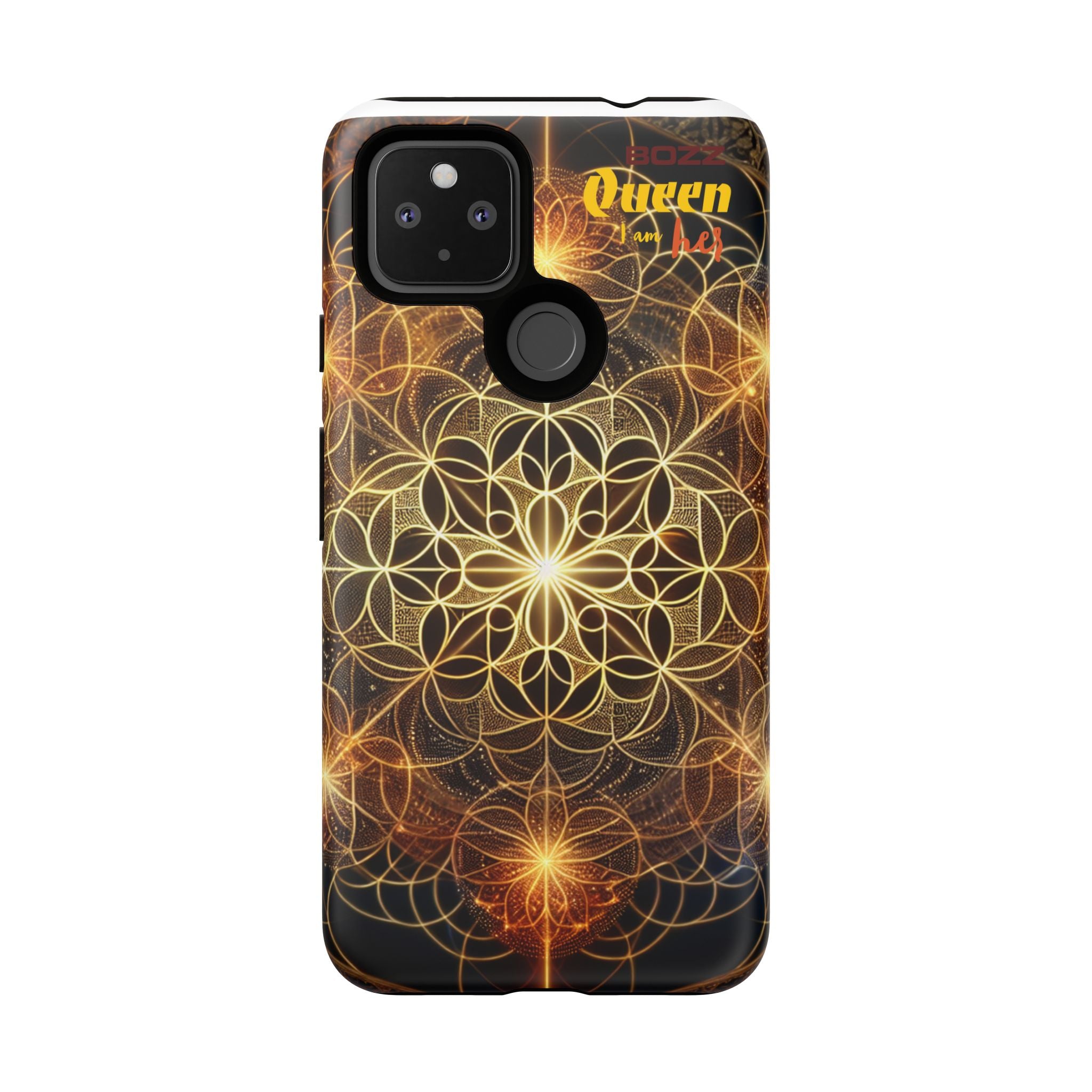 Golden Flower Mandala Phone Case, Tough Cases, Bohemian Phone Cover, Unique Gift for Him/Her, Spiritual and Artistic Design