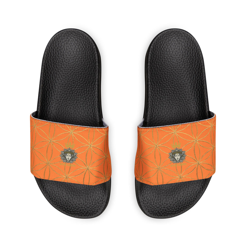 Bozz Queen Light Orange Flower of Life Women's Sandals - Removable Strap Beach Slides