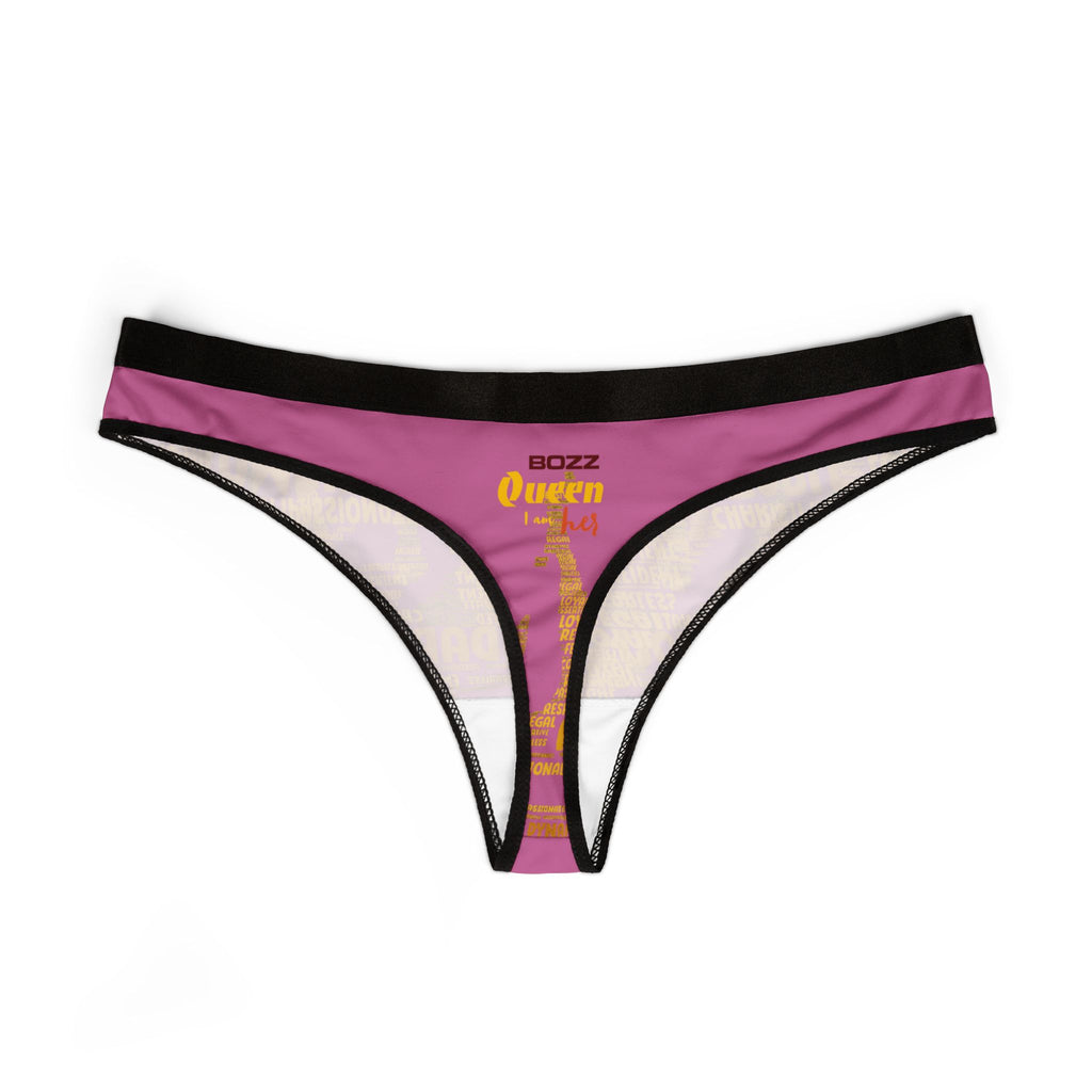 Women's Light Pink Yellow Thongs - Bold Statement Motivational Lingerie