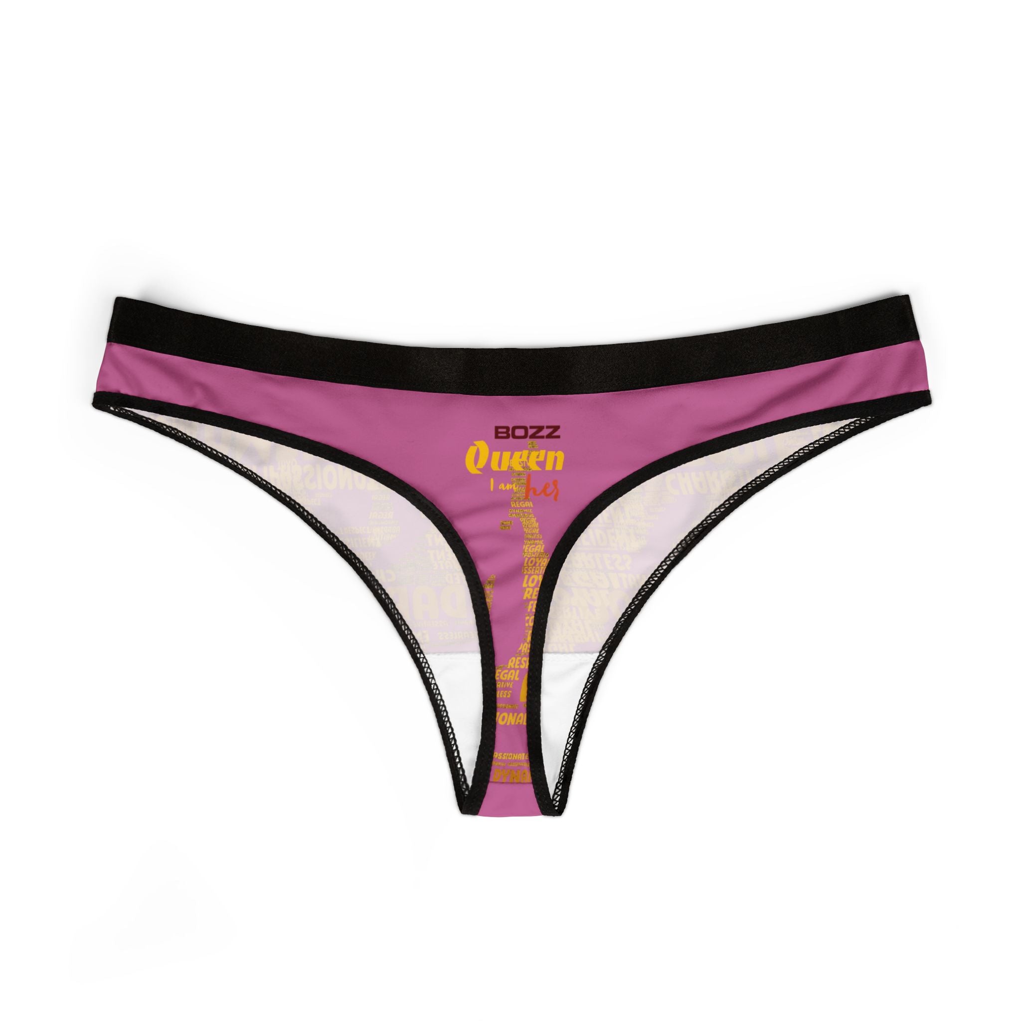 Women's Light Pink Yellow Thongs - Bold Statement Motivational Lingerie