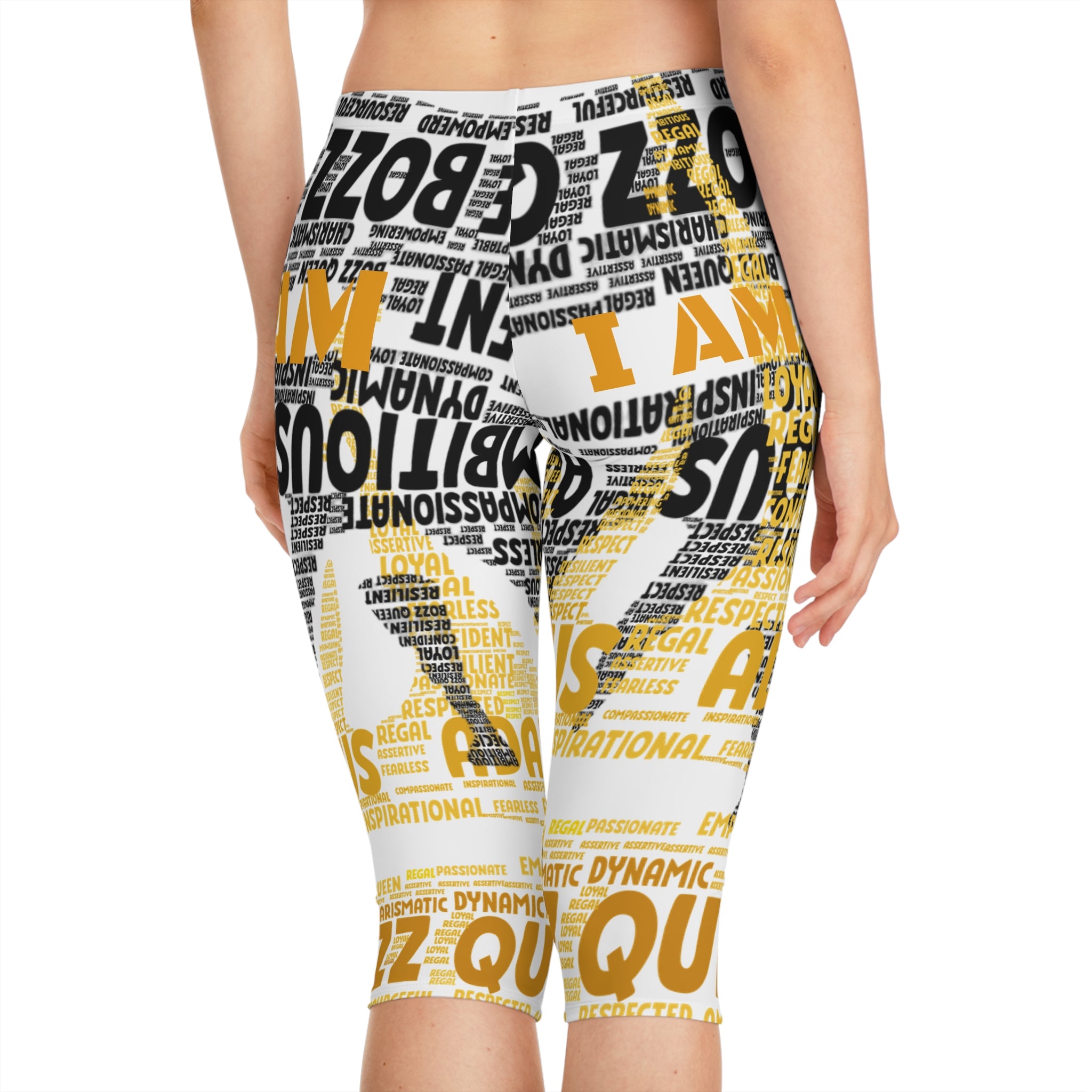 I AM Empowered Women's Capri Leggings - Motivational Activewear for Confidence