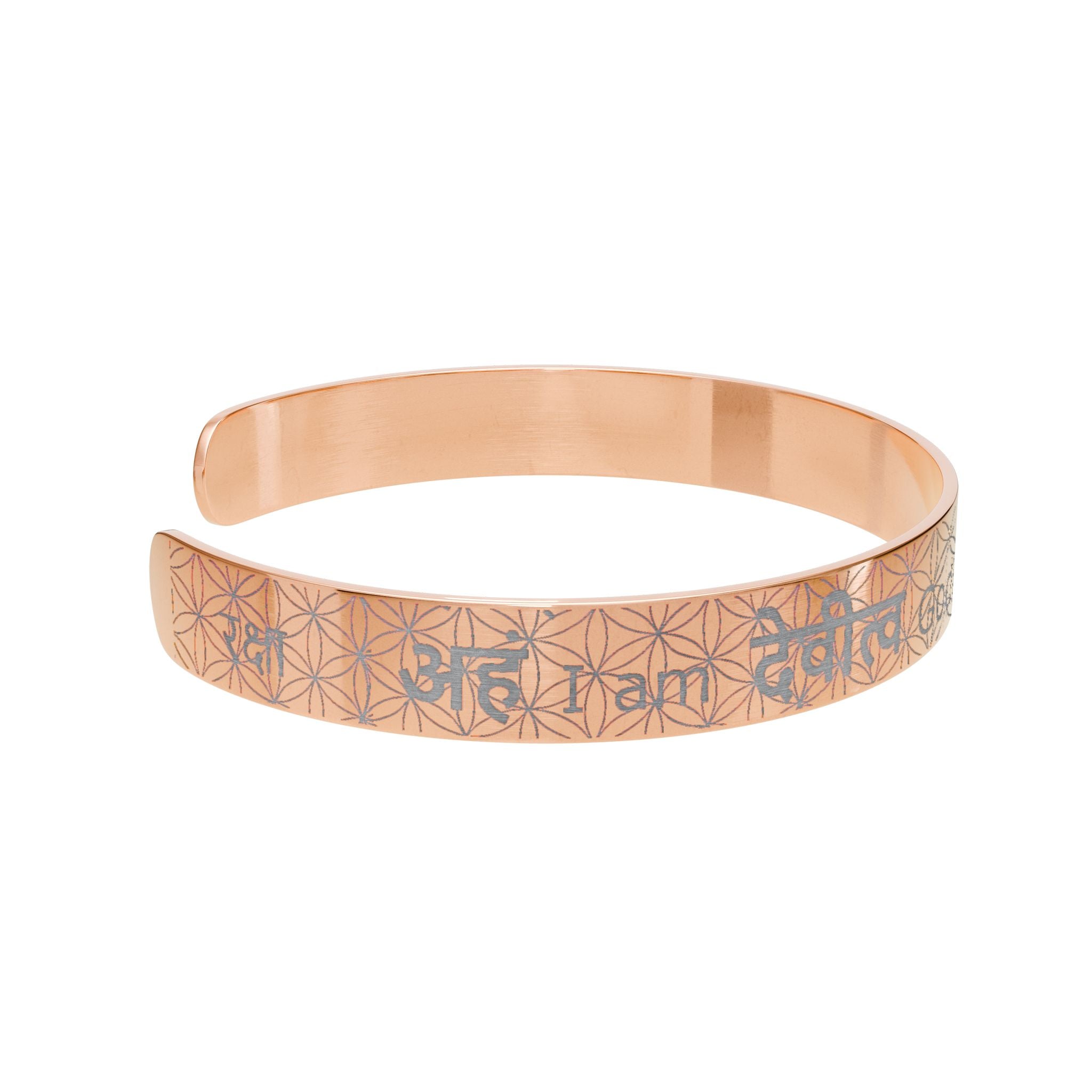 I am Goddess Engraved Cuff Bracelet - Sanskrit & English Personalized Jewelry