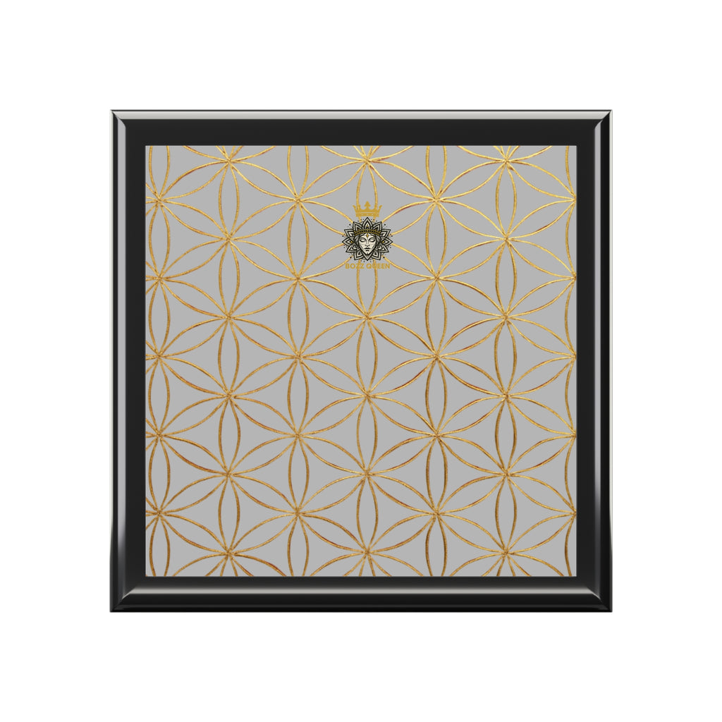 Flower of Life Jewelry Box - Light Grey Elegant Keepsake Organizer