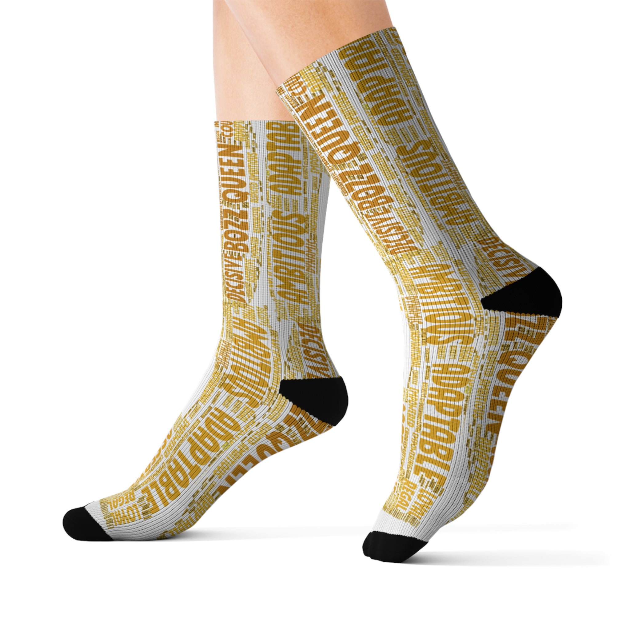 BOZZ QUEEN White Bold Statement Socks - Empowering Motivational Wear