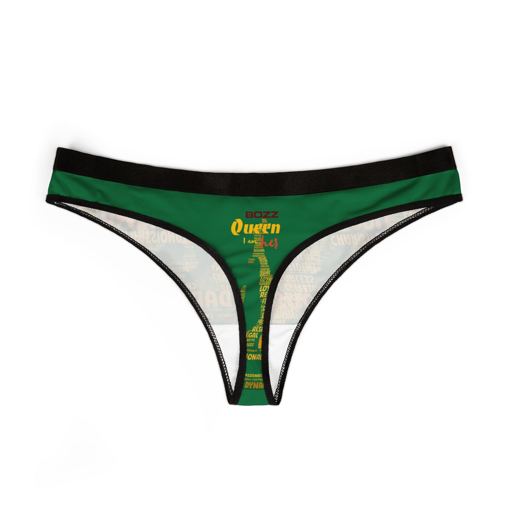 Dark Green and Yellow Women's Thongs - Bold Statement Underwear, Comfortable Lingerie, Fashionable Daily Wear, Gifts for Her, Party Essentials
