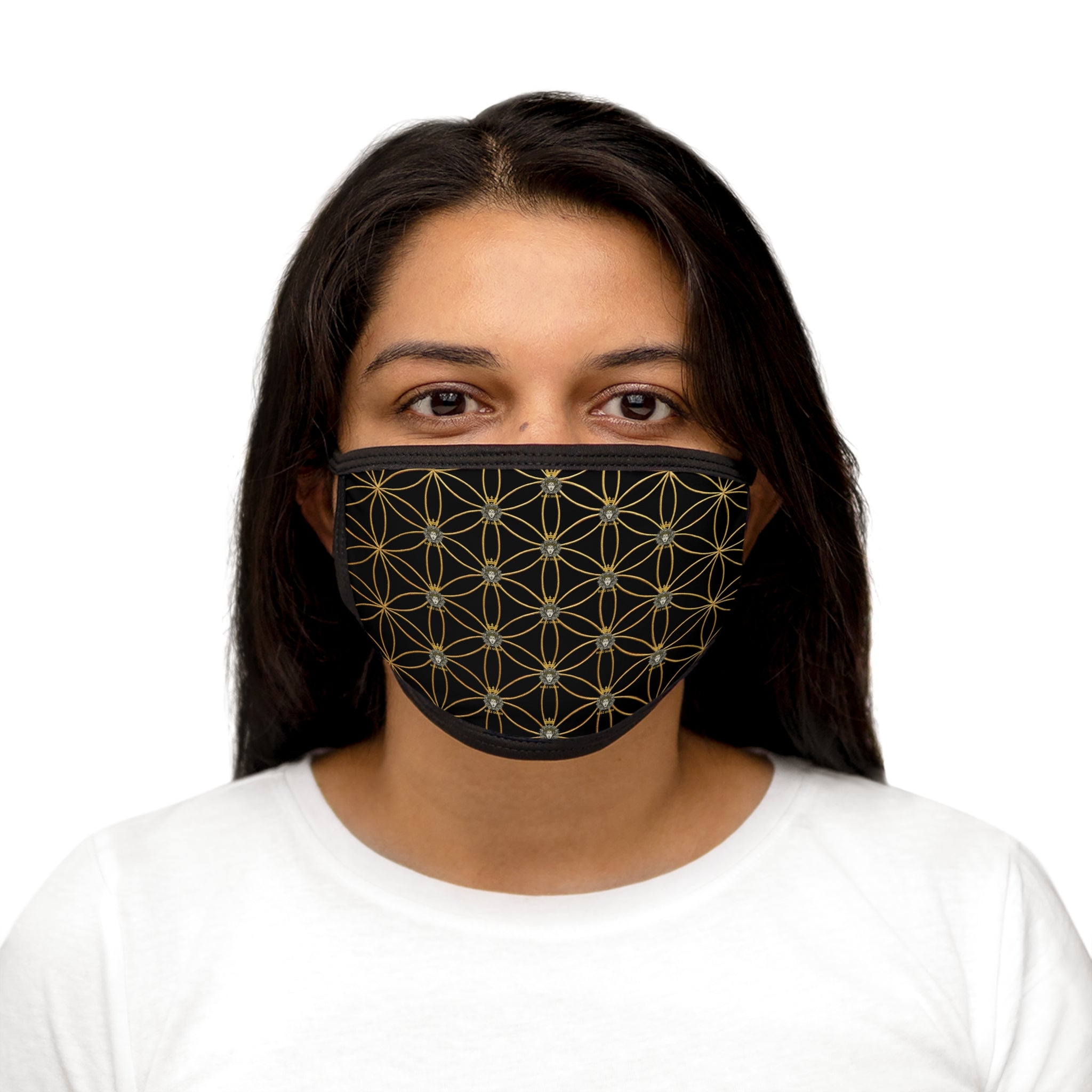 Bozz Queen Flower of Life Face Mask - Black & Gold Stylish Breathable Cloth Mask