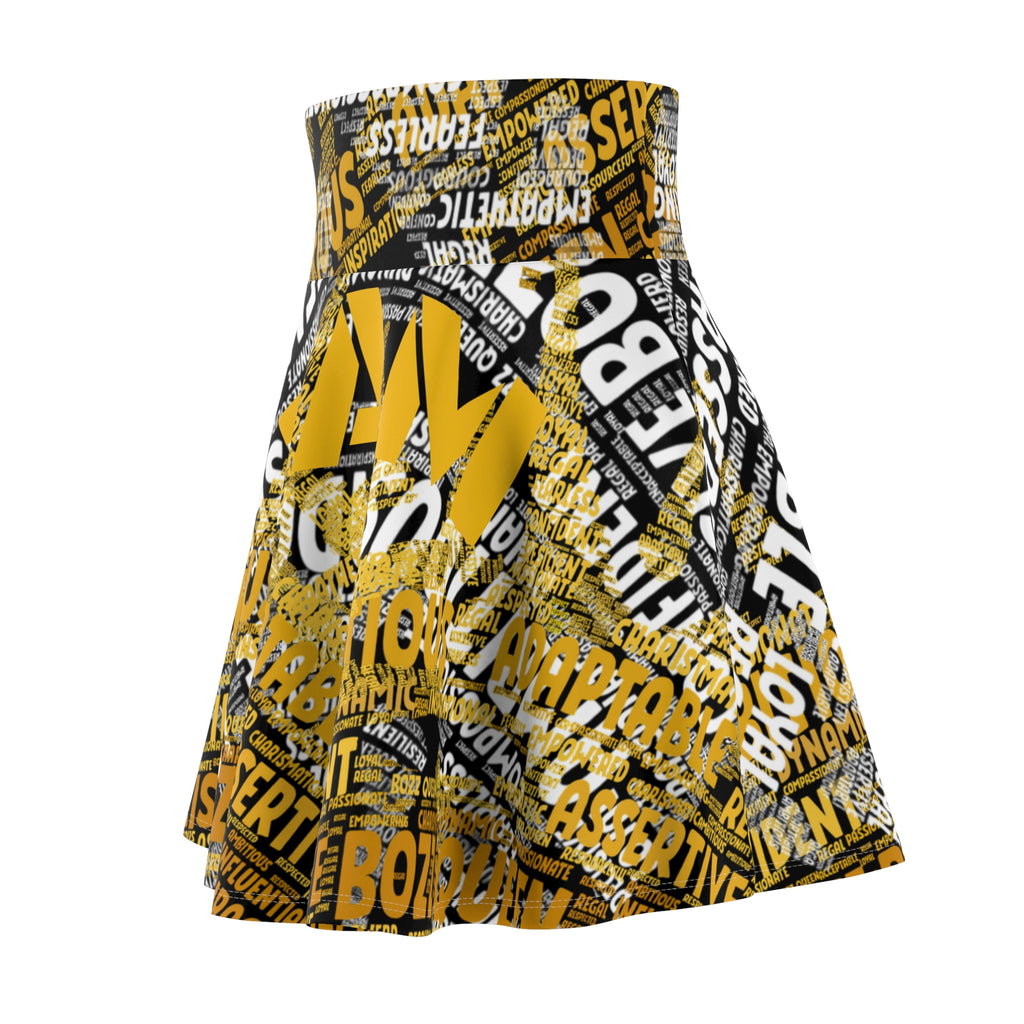 BOZZ QUEEN I AM Series Bold Statement Women's Skater Skirt - AOP Fashion