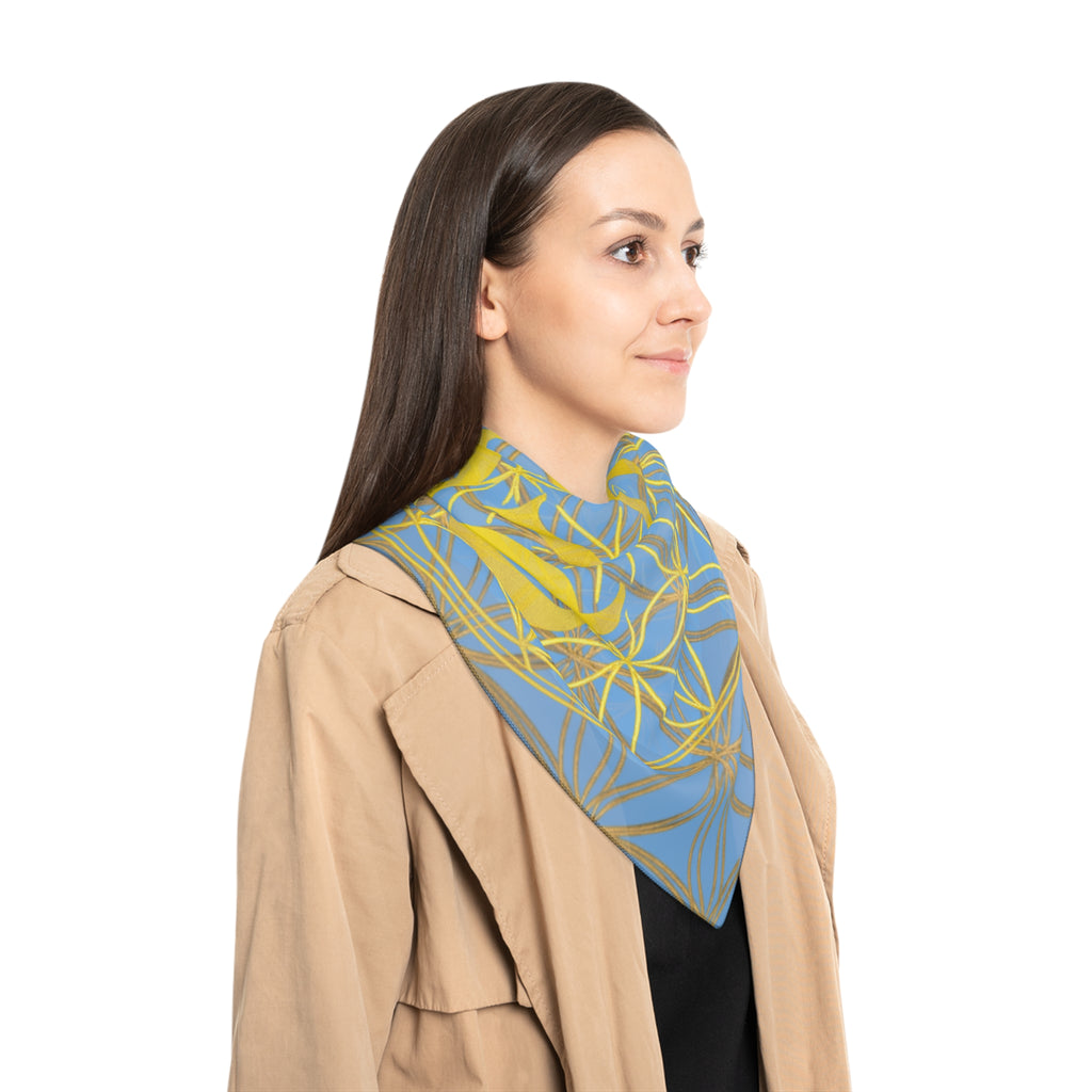 Bozz Queen Light Blue Poly Scarf - Vibrant Flower of Life Design for Stylish Women