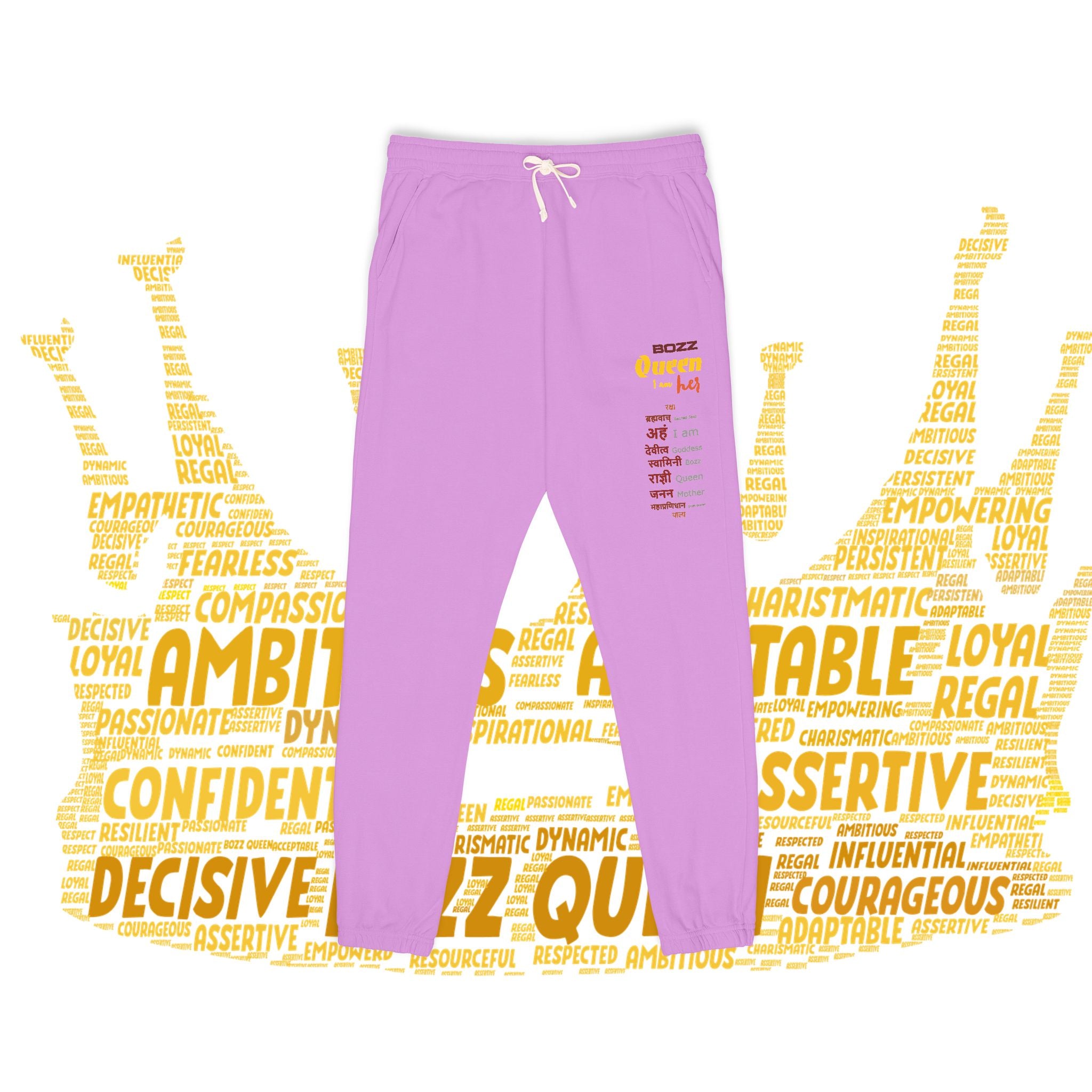 BOZZ QUEEN Unisex Motivational Fleece Sweatpants - Empowering Lounge Joggers