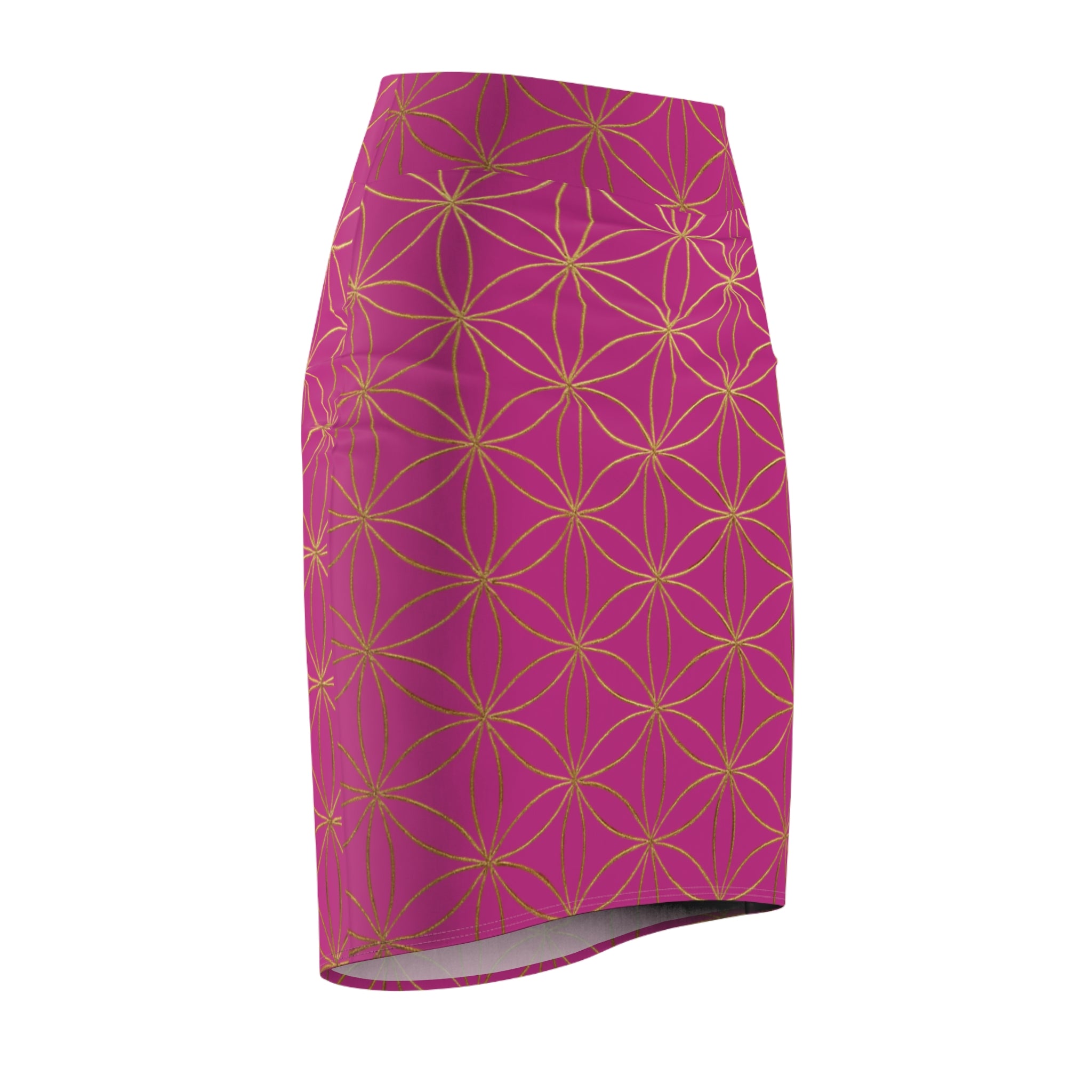 Pink Flower of Life Pencil Skirt - Women's Chic Office & Date Night Skirt