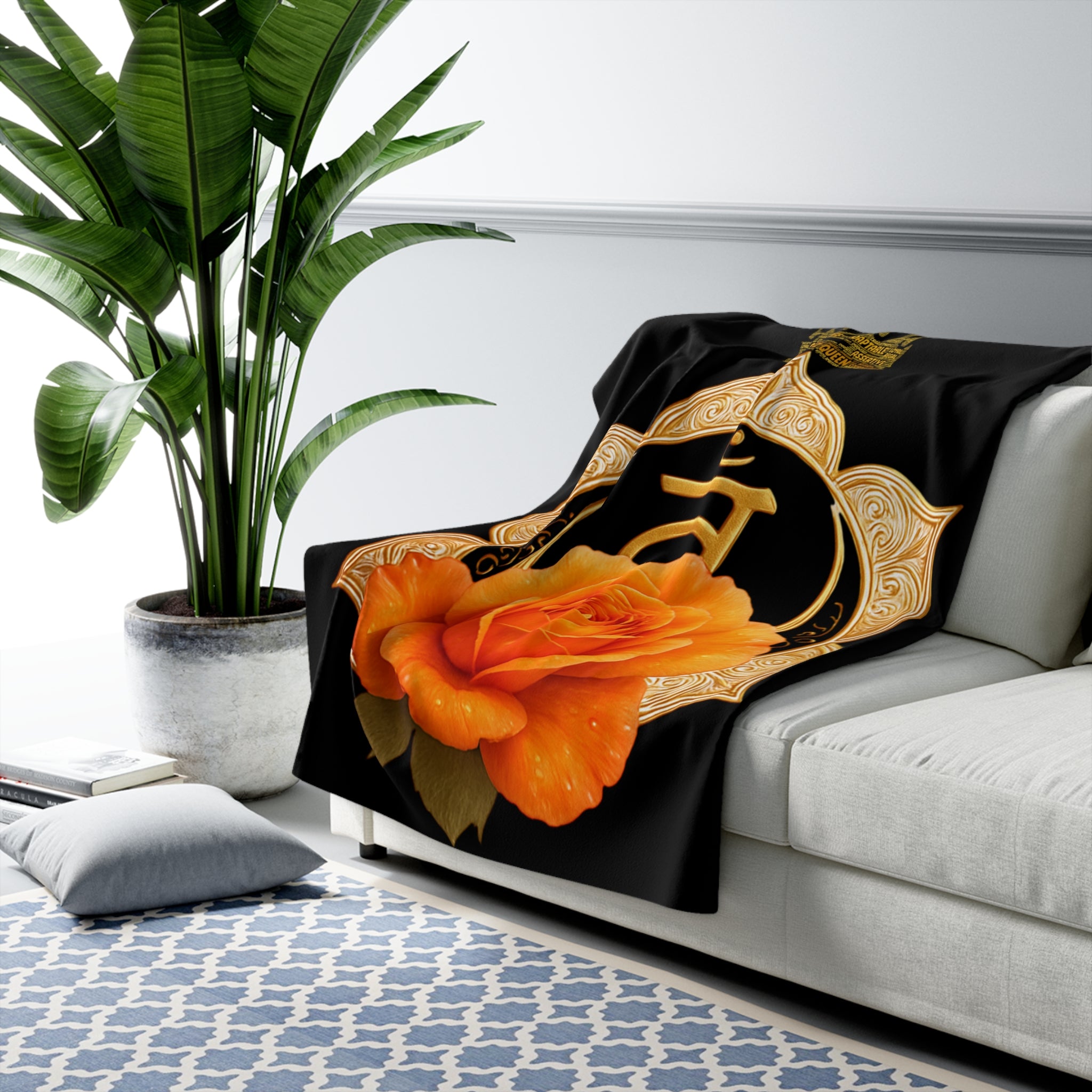 Sacral Chakra Lotus Sherpa Blanket - Meditation Decor & Spiritual Gift