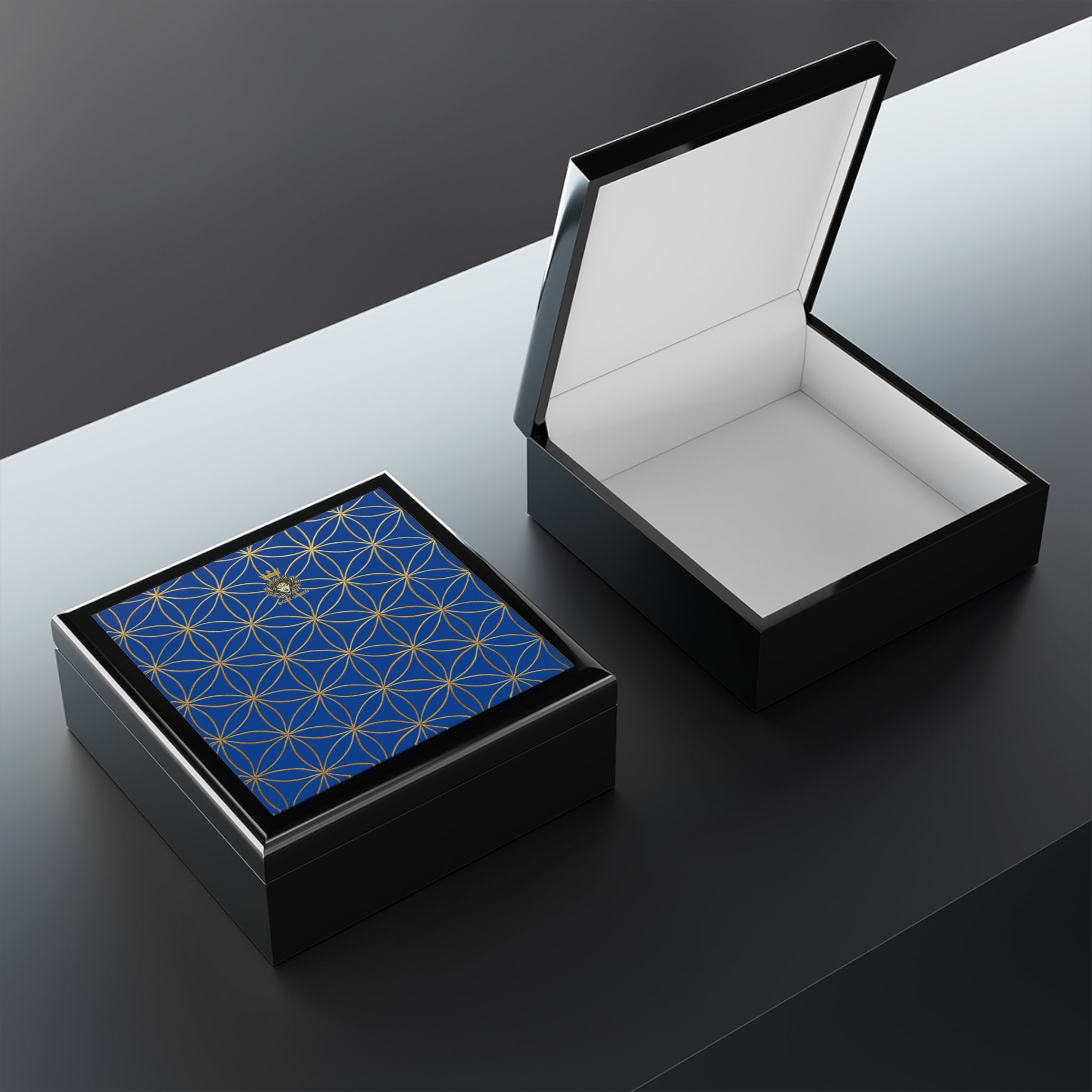 Flower of Life Jewelry Box - Blue Purple Elegant Keepsake Organizer