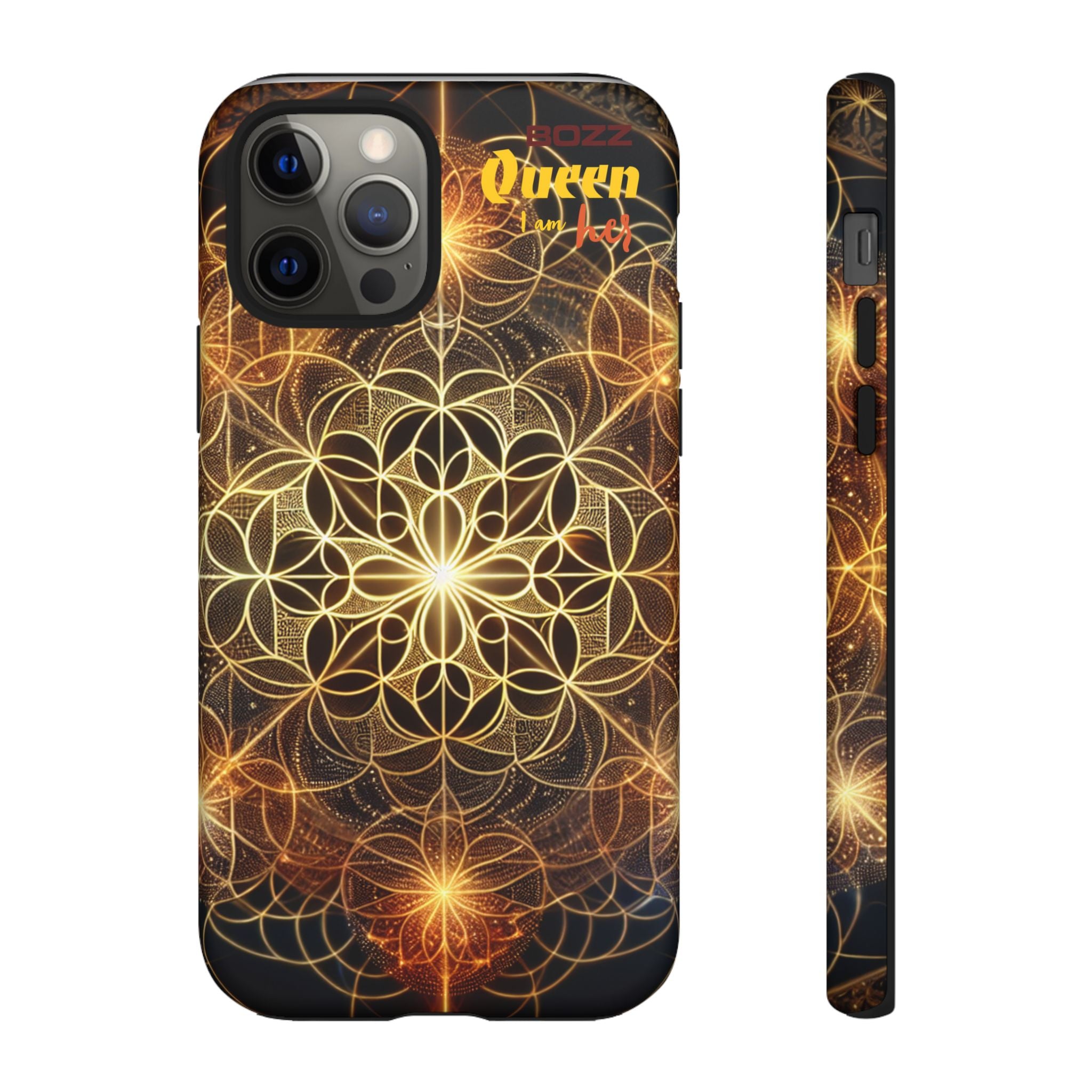 Golden Flower Mandala Phone Case, Tough Cases, Bohemian Phone Cover, Unique Gift for Him/Her, Spiritual and Artistic Design