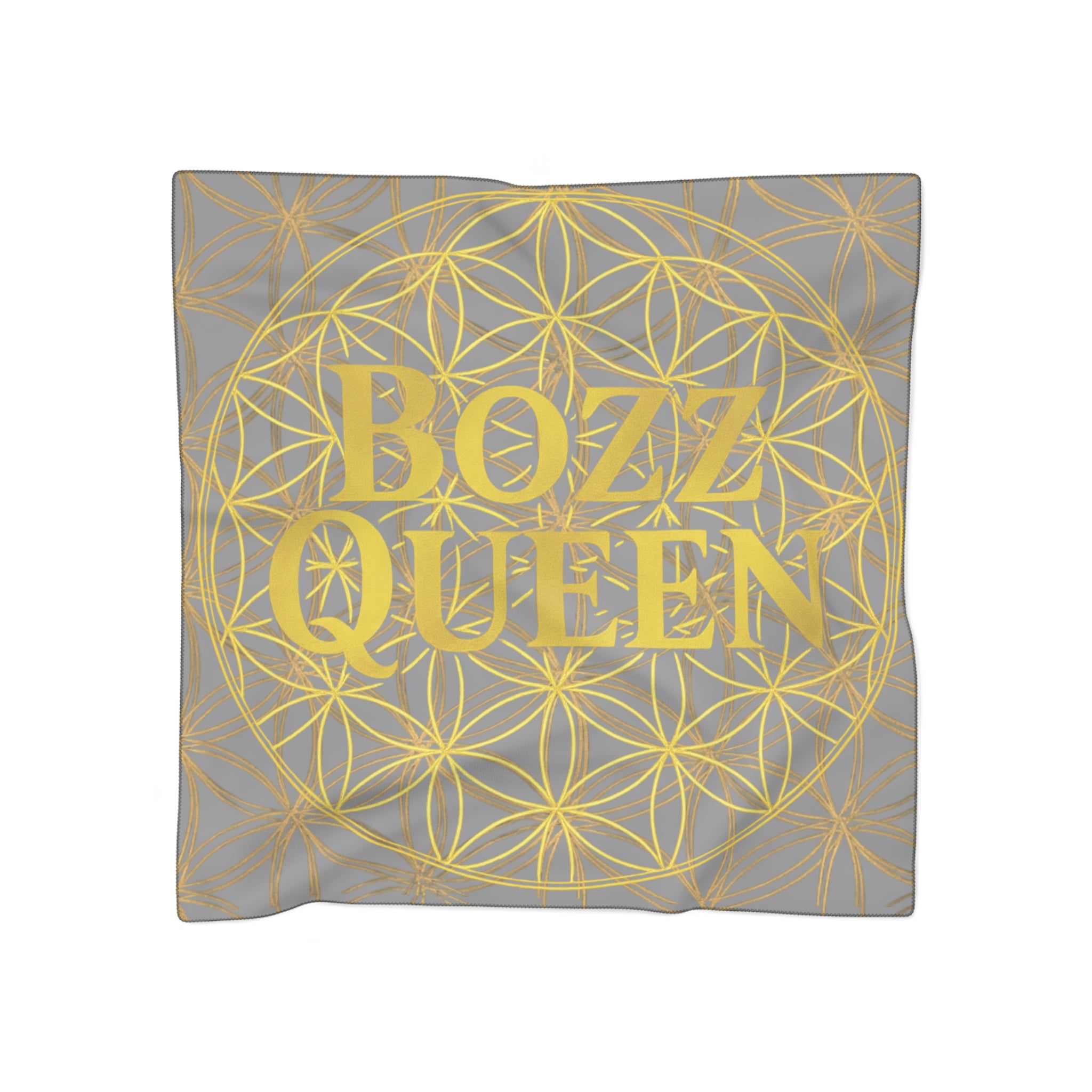 Bozz Queen Grey Poly Scarf - Vibrant Flower of Life Design for Stylish Women