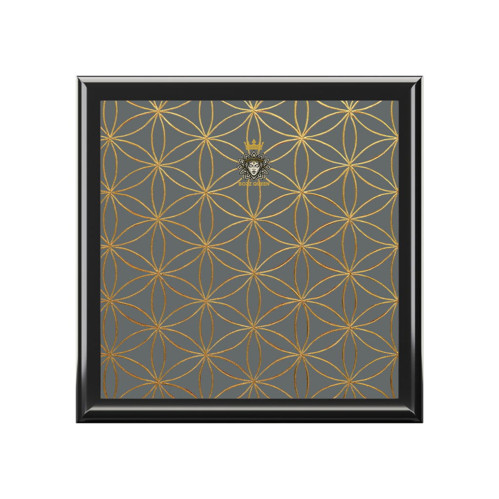 Flower of Life Jewelry Box - Dark Grey Elegant Keepsake Organizer