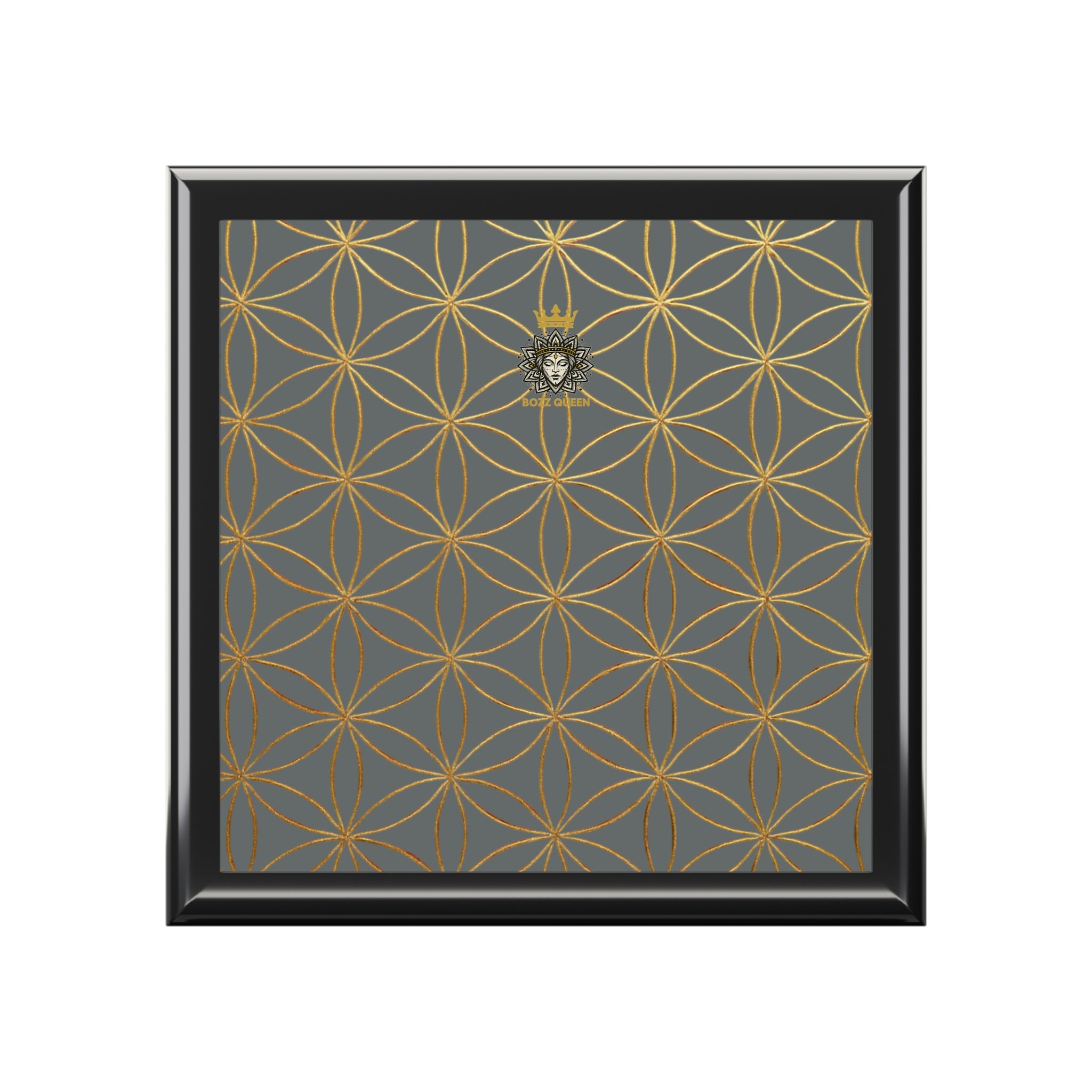 Flower of Life Jewelry Box - Dark Grey Elegant Keepsake Organizer