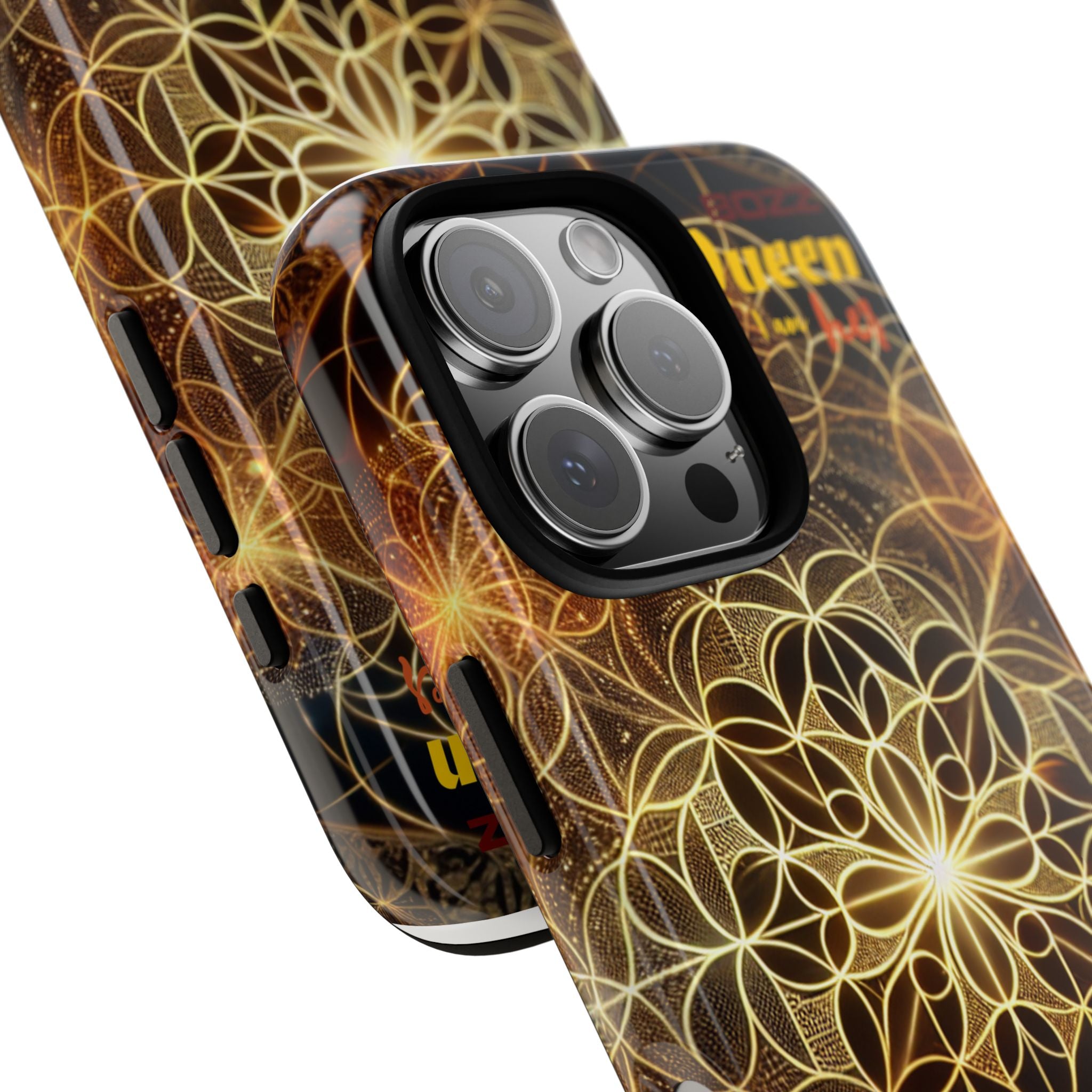 Golden Flower Mandala Phone Case, Tough Cases, Bohemian Phone Cover, Unique Gift for Him/Her, Spiritual and Artistic Design