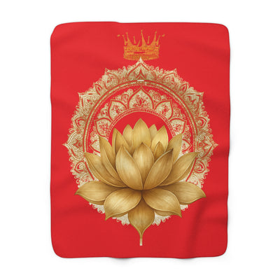 Crown Chakra Red Lotus Sherpa Blanket - Grounded Spirituality & Divine Power