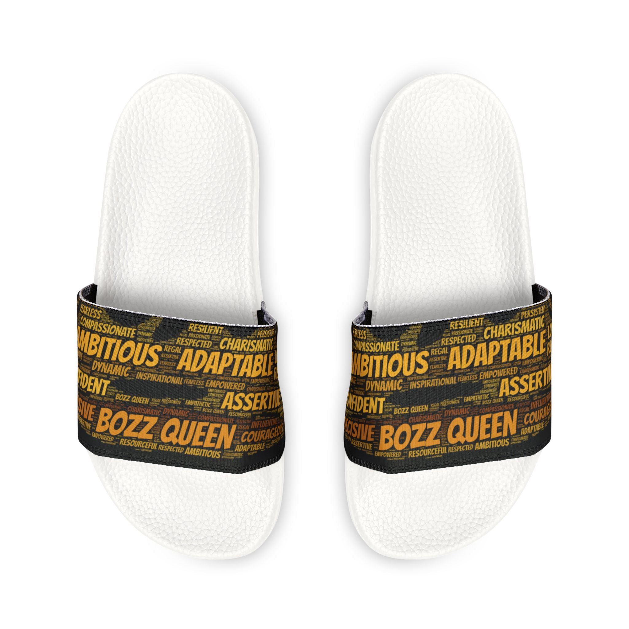 Bozz Queen Black & Gold Women's Sandals - Removable Strap Beach Slides