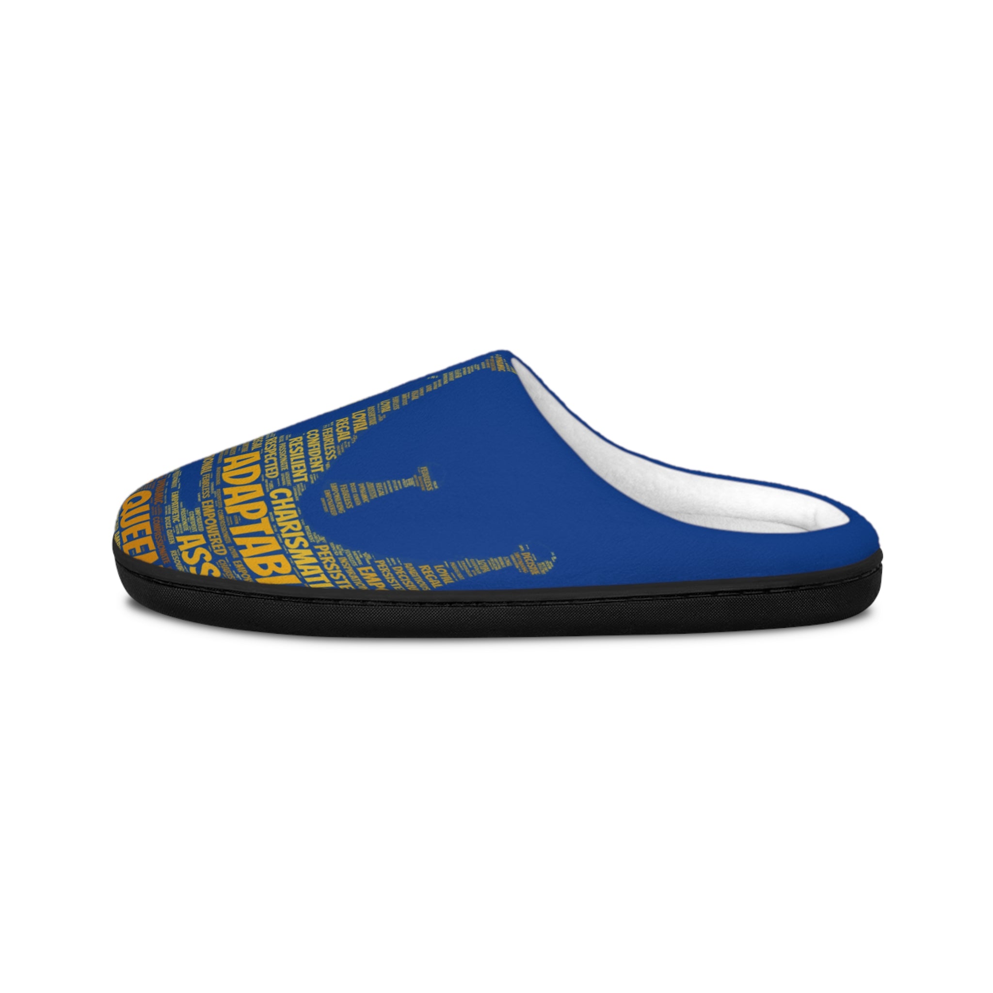 Bozz Queen Dark Blue & Gold Women's Indoor Slippers - Soft Flannel House Shoes