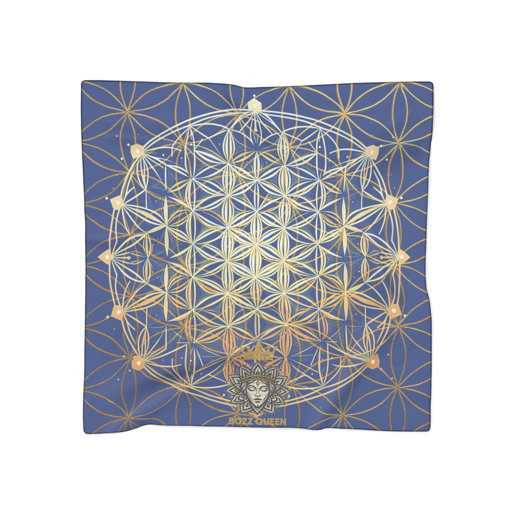 Flower of Life Dark Blue Scarf - Sacred Geometry Spiritual Accessory